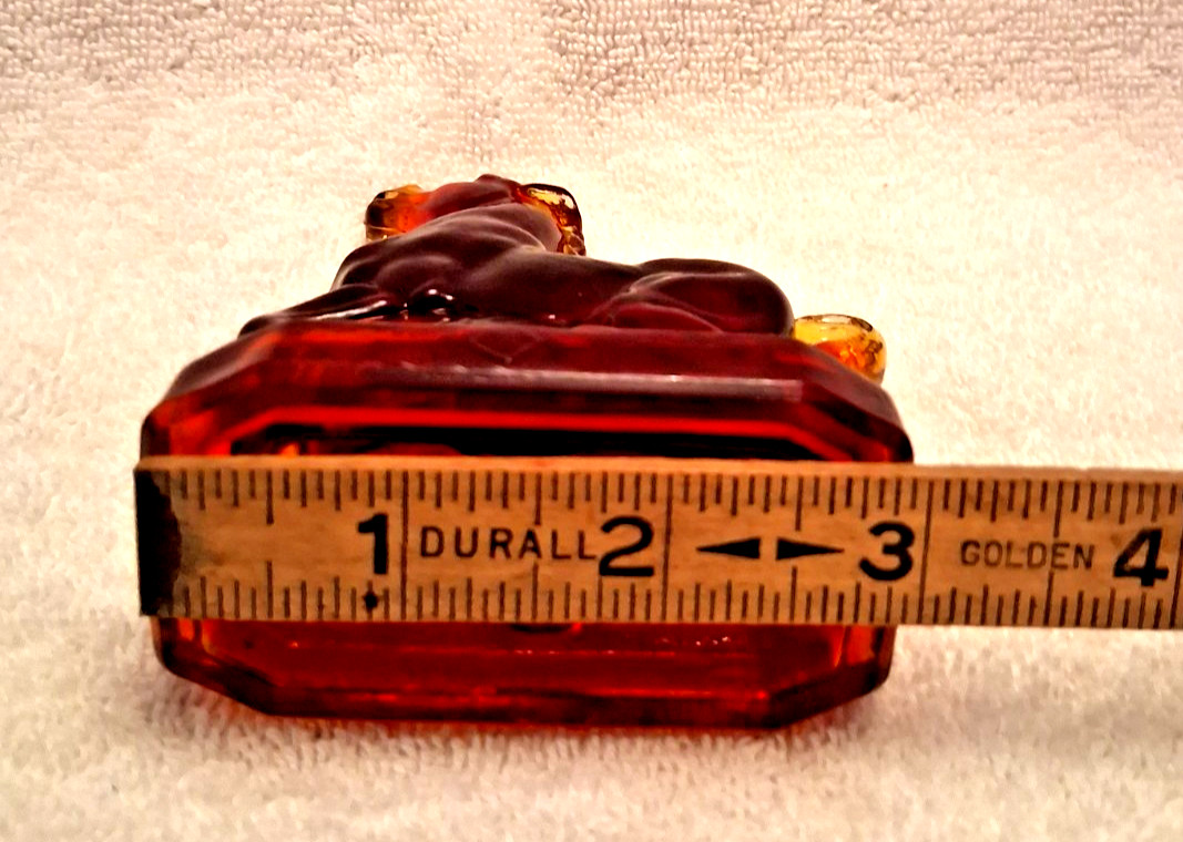 VTG BOYD ART GLASS 4 IN. RED FLAME AMBERINA JOEY HORSE FIGURINE *CADMIUM GLOW*
