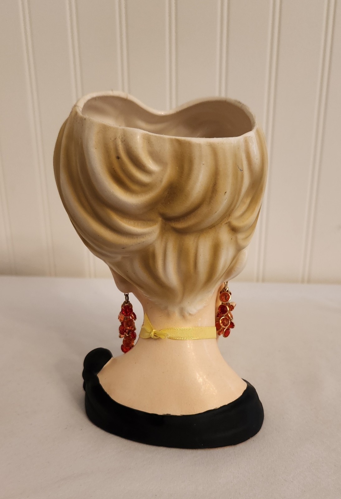 Vintage Parma Lady Head Vase Blonde Red Chandelier Earrings Choker Necklace Hand