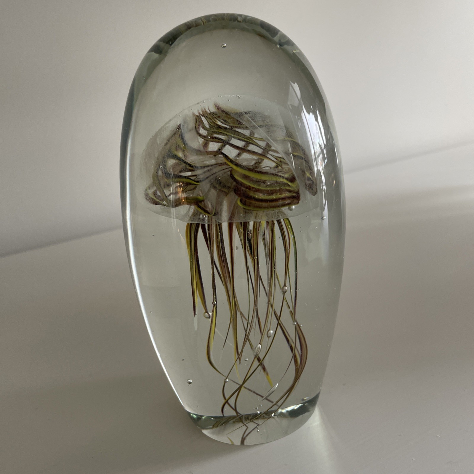 Large Glass Moon Jellyfish Sculpture 6” – Glows Under Black light