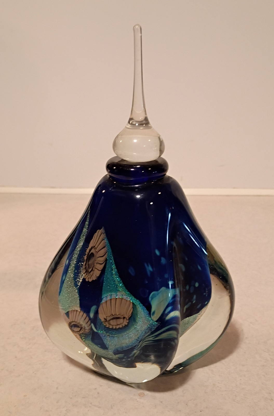 2003 Large Signed Robert Eickholt Free Form Dichroic Art Glass Perfume Bottle