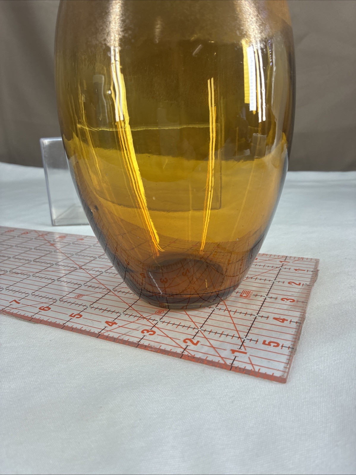 Vintage Boho Style Art Glass Hand Blown Owl Vase 10.5″ Amber, White, Clear Glass