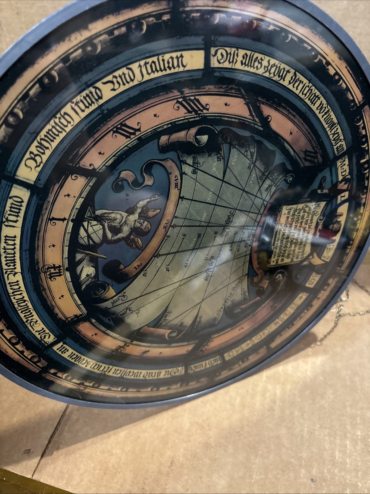 Vintage Ambras Castle Sundial Round 12” Suncatcher Unique Colorful Nice! #MM