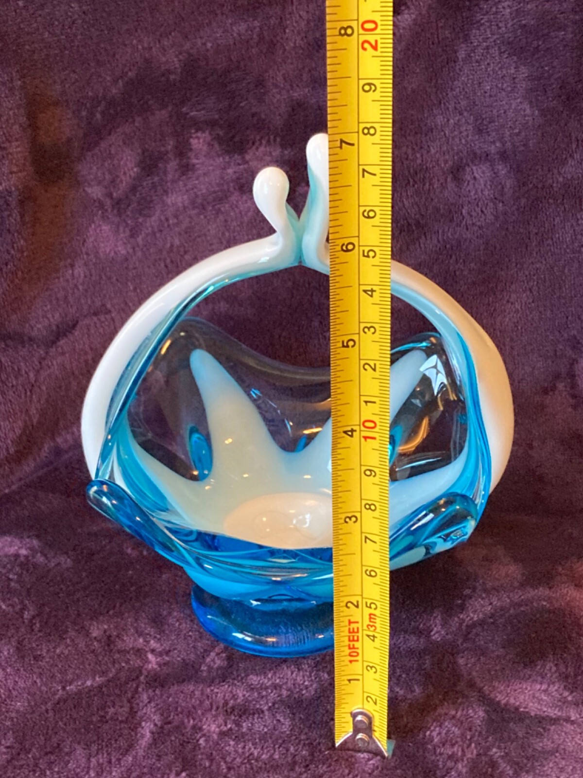 Art Glass Basket- Blue and White