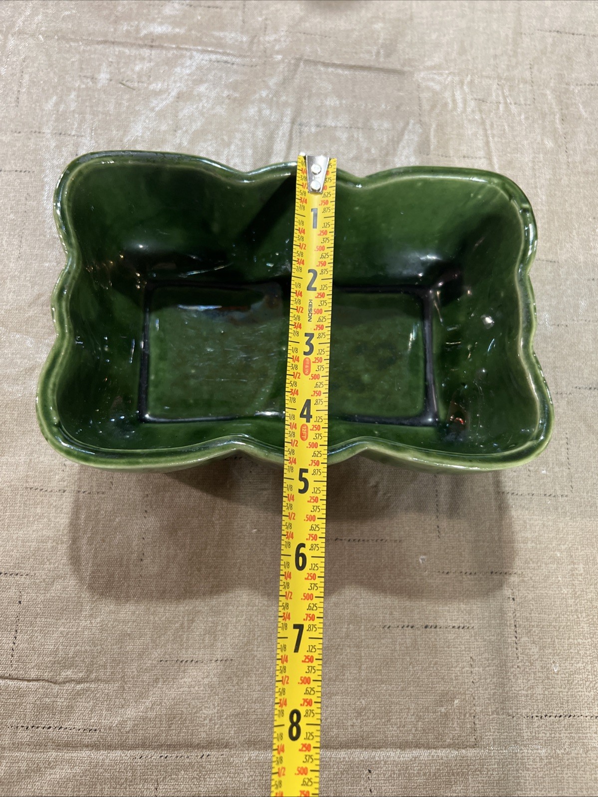 Vintage UPCO Green Cactus Pottery Planter Rectangular 1057 Made in USA Glazed