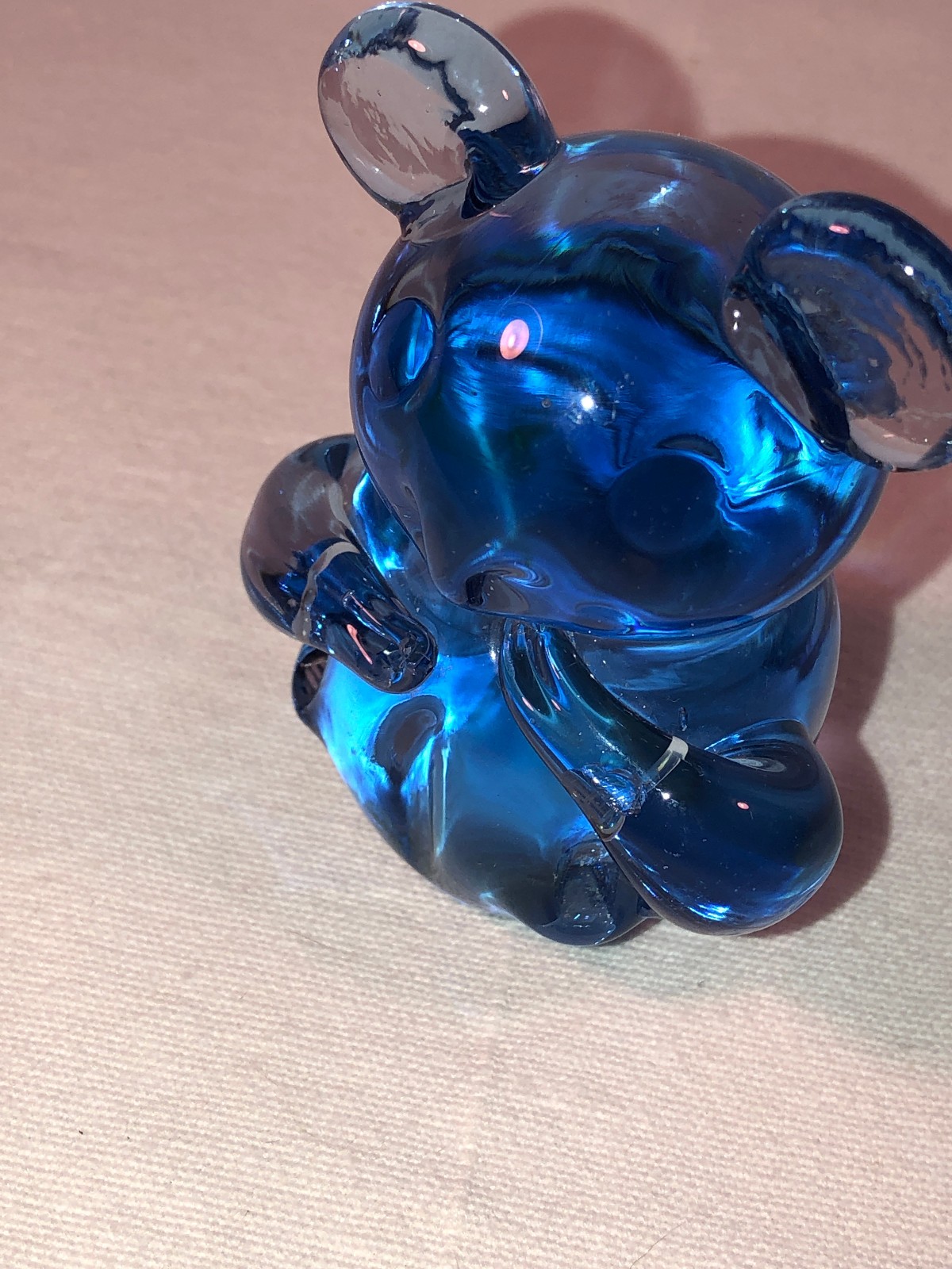 U.S. Commemorative Fine Art Blue Glass Bear Figurine Mint 3 Inch