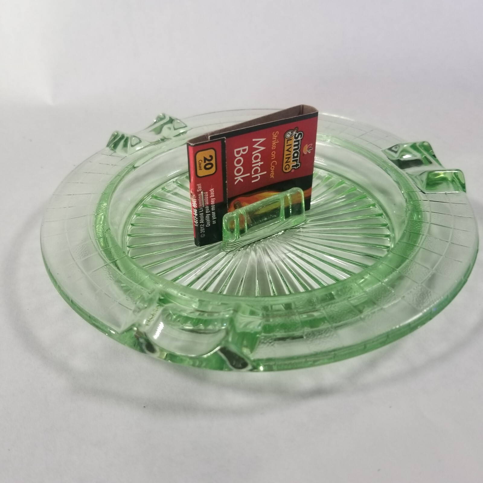 Vintage Uranium Mid Century Modern Vaseline Glass Ashtray with UV Glow