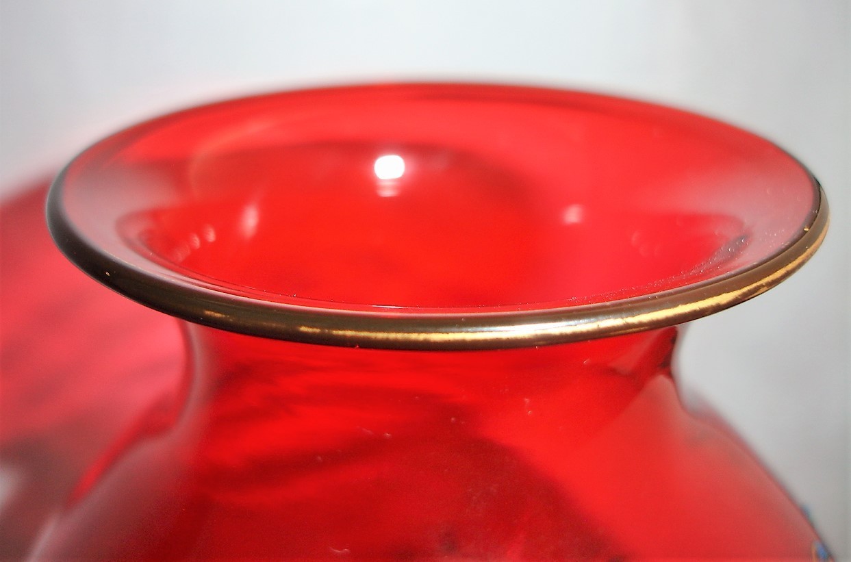 Baccarat 19th Century Red Enameled Art Glass Vase