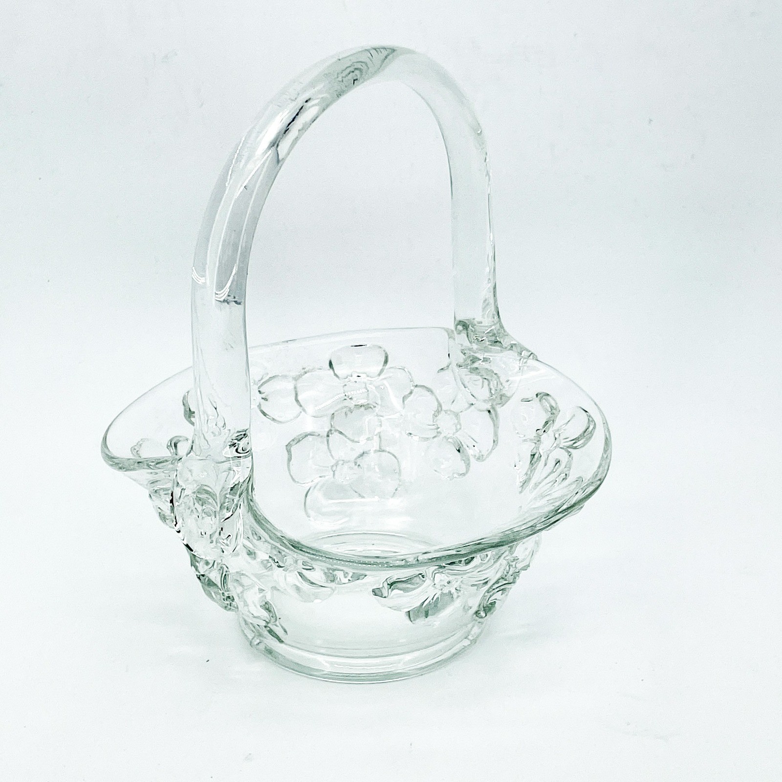 Indiana Glass Tiara Dogwood Flowered Basket Clear Glass 6.5in DB David Bales