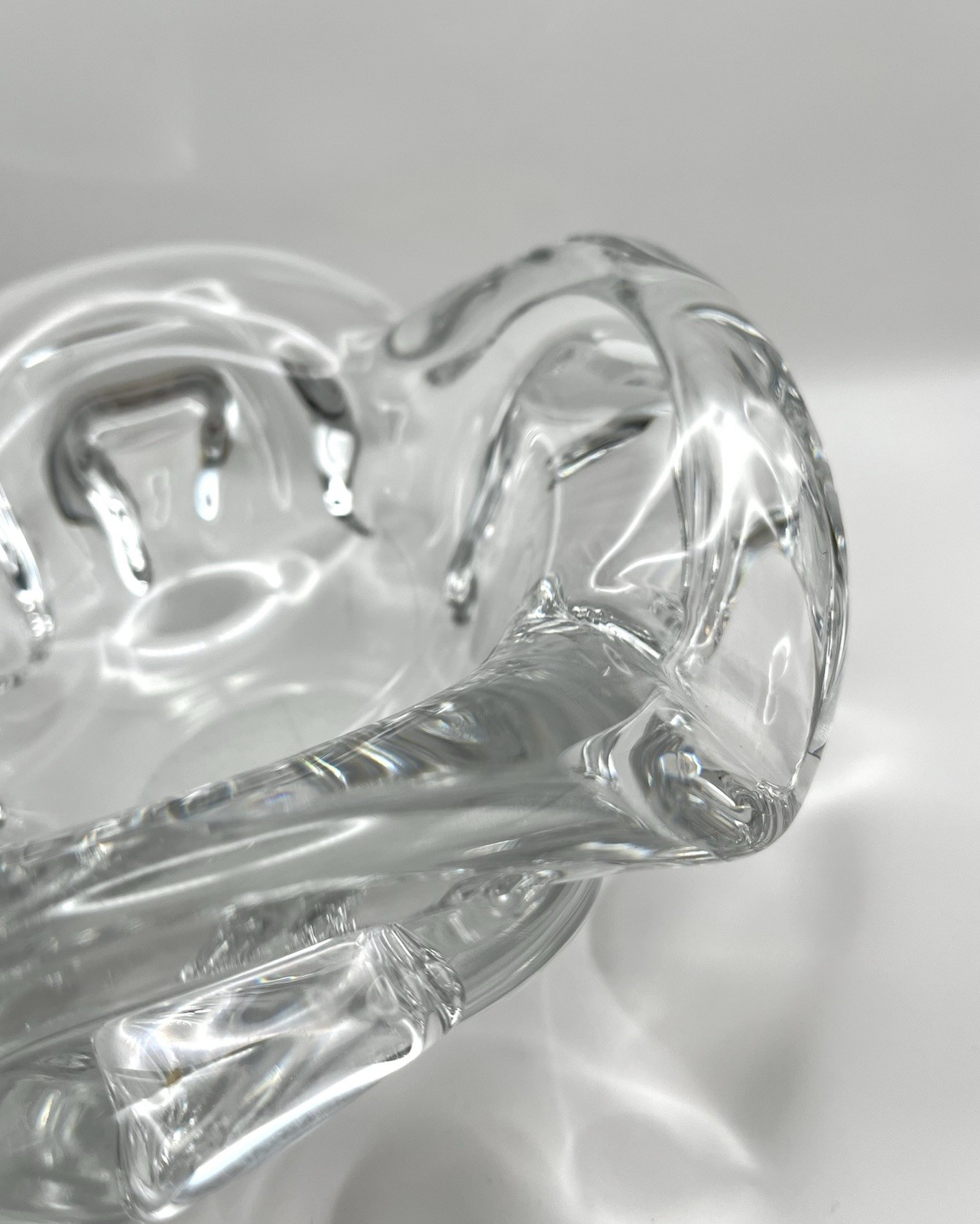 Vintage Mid Century Modern Art Glass Bowl / Ashtray – Heavy Sculptural Crystal