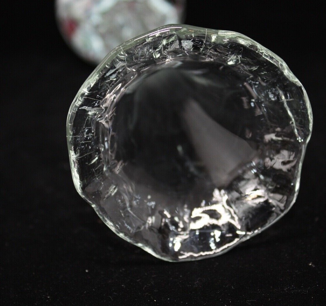Hand Blown Art Glass Bud Vase Paperweight Trumpet Lily Flower Controlled Bubbles