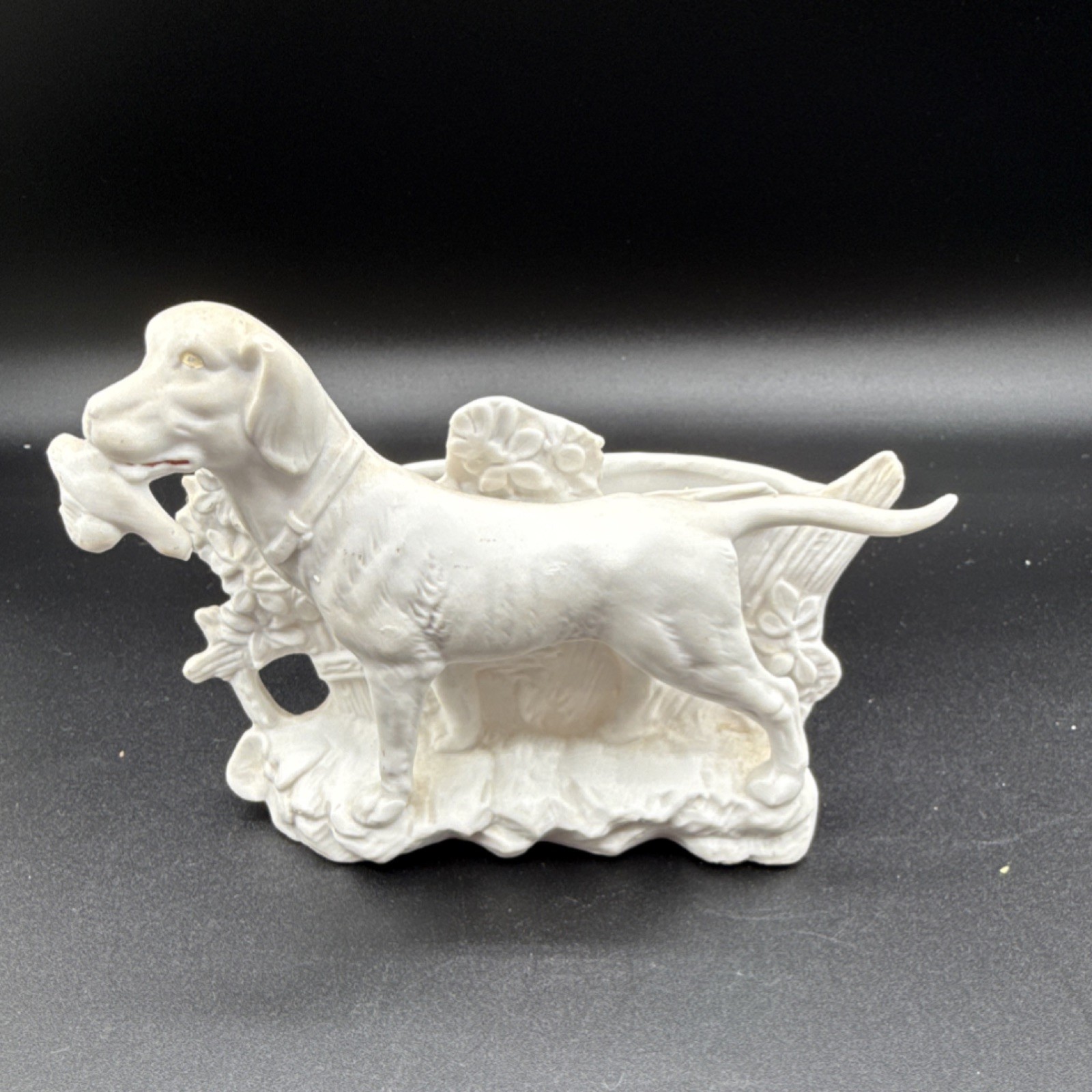 White porcelain dog figurine, glossy finish, Germany, 1887