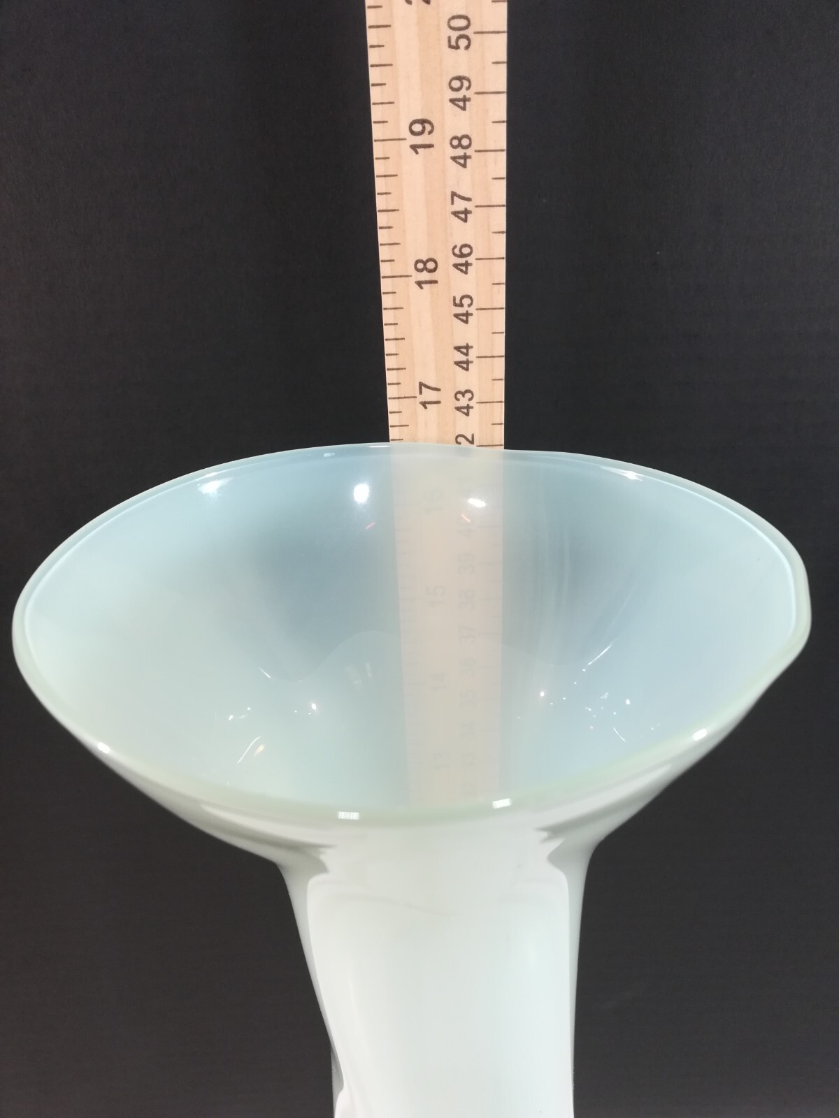 VTG pale mint green with clear base 16 1/2 ” tall vase art glass VGC