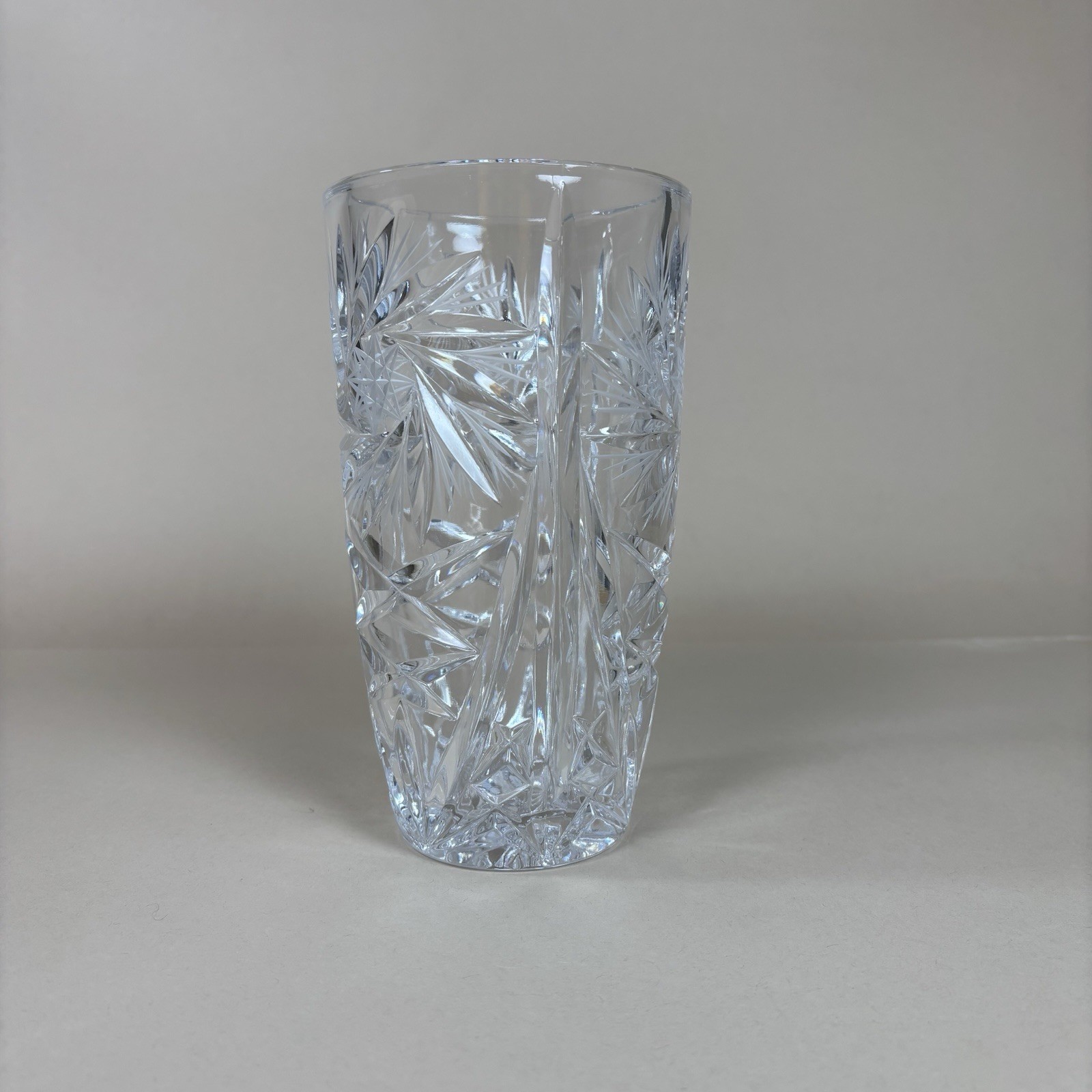 Crystal Cut Vintage Glass Vase ~ Starburst Design, Pinwheel 8” Tall