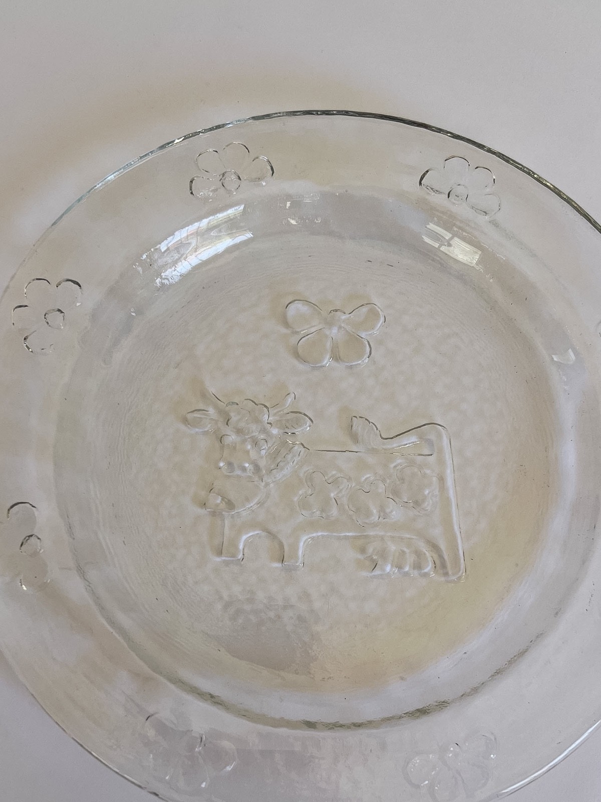 LARGE 9″ PLATTER OLMA COW Hergiswil Glasi Art Glass Willy Steinlin Switzerland