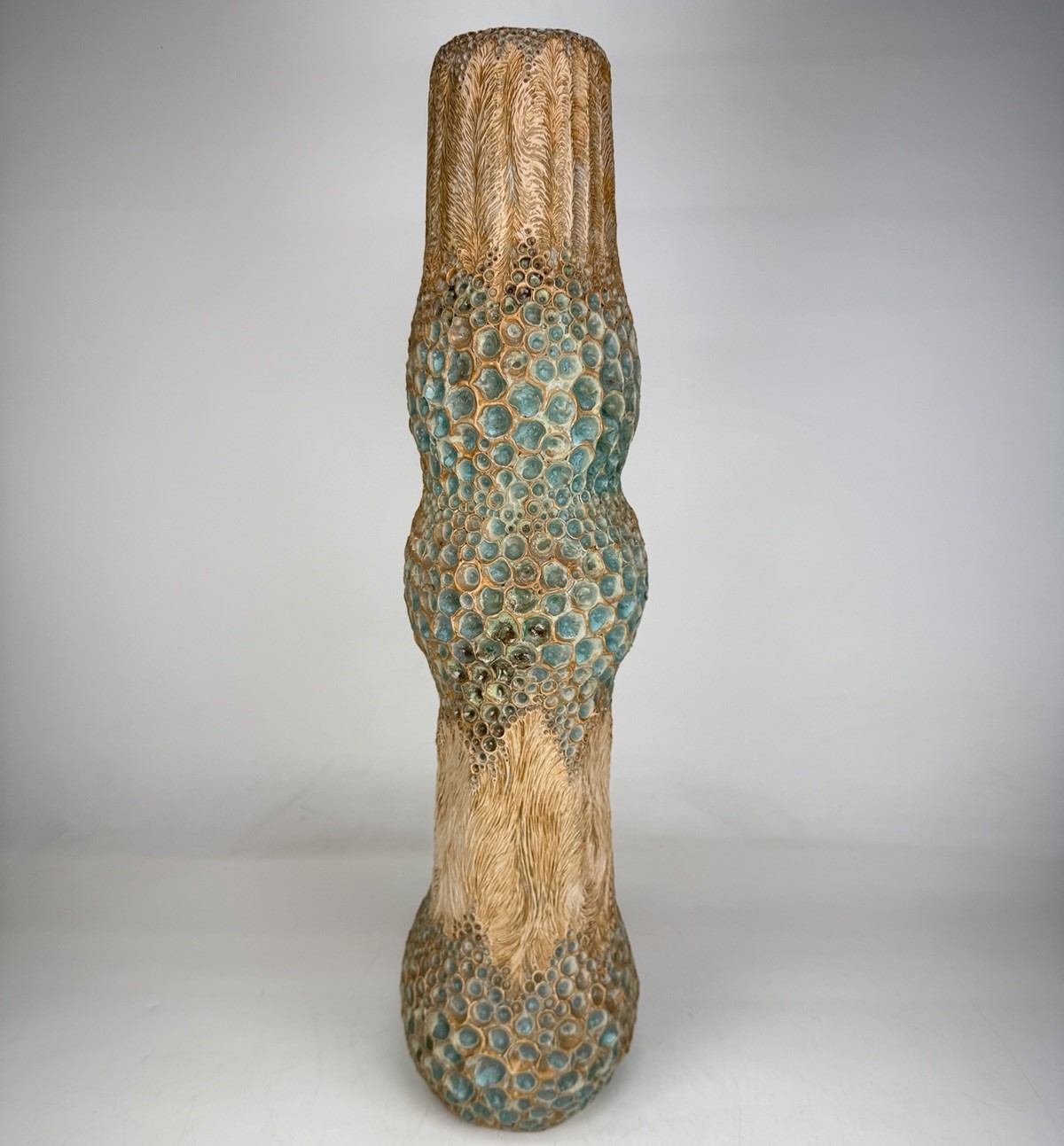 Huge 25″ Andrew DeWitt Ceramic Sculptural Vase Brutalist Coral Textured Pottery