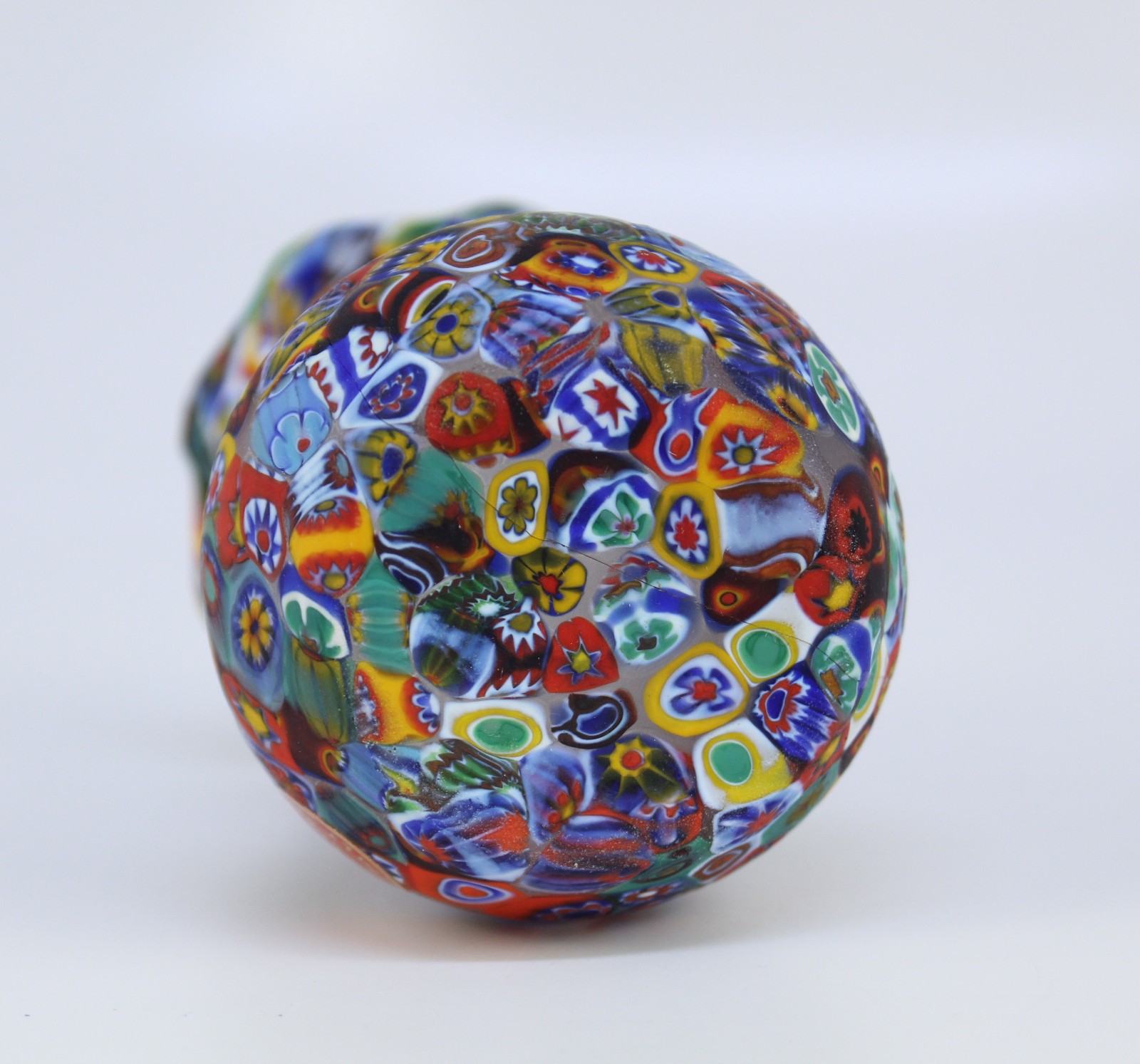 Vintage KB Mirano Glass Italy Millefiori Bud Vase 3.5″, REPAIRED