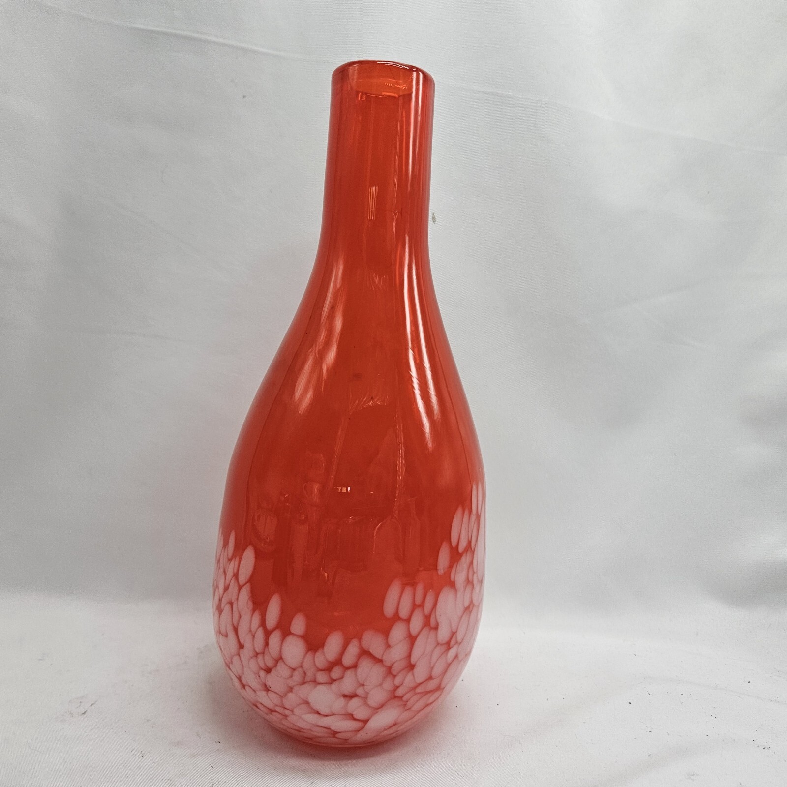 ORANGE Hand Blown GLASS MARGIE’S GARDEN CALIFORNIA 10″ VASE
