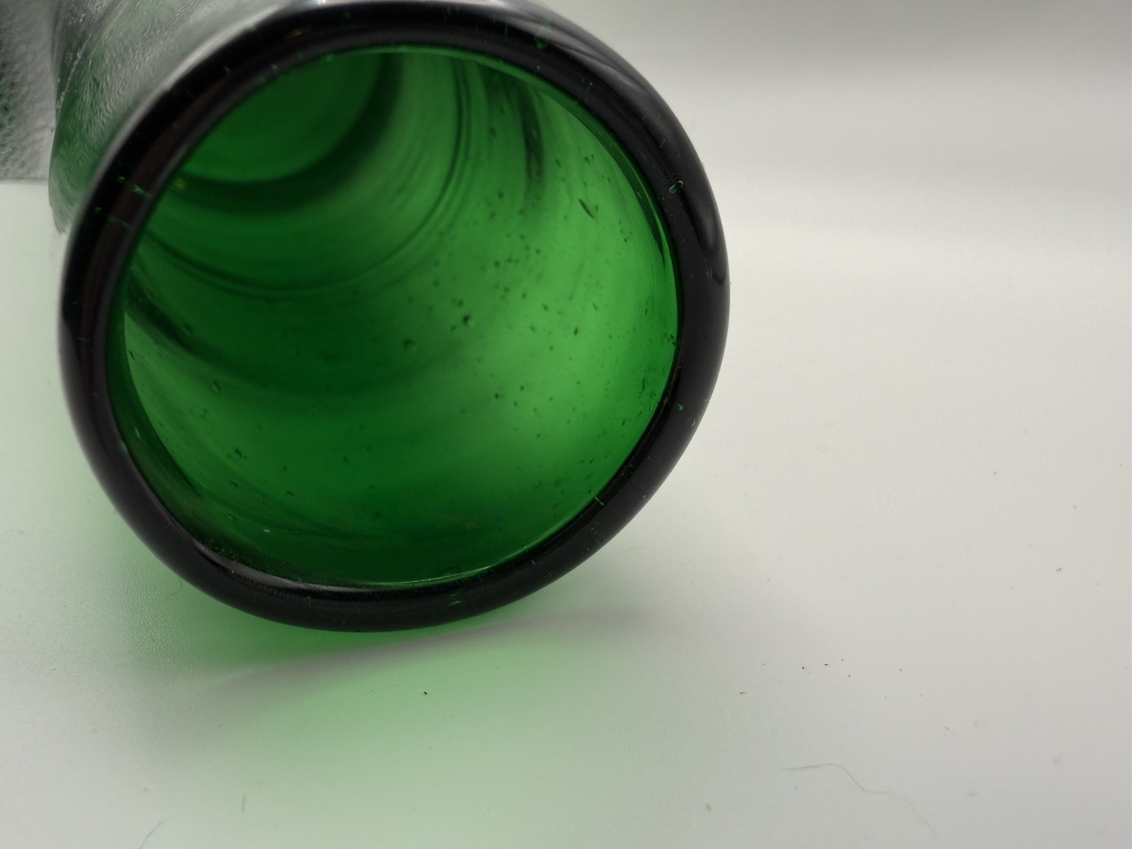 Green Hand Blown Art Glass Cone Vase MCM Minimalist Table Home Decor Centerpiece