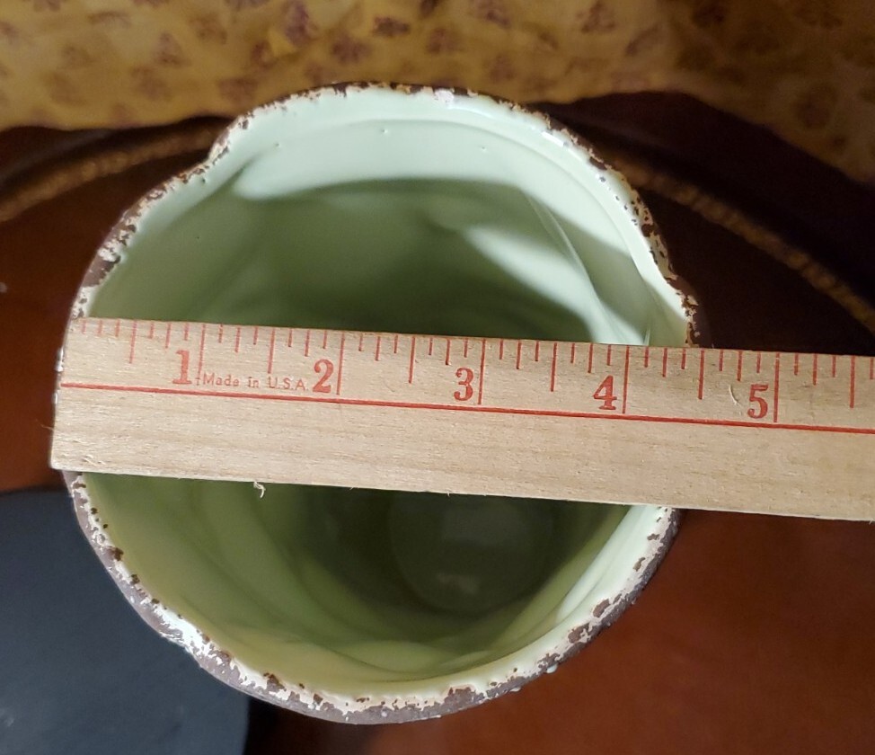 10” MCM b+B Marked Art Vase Light Green / Mint And Brown Trim