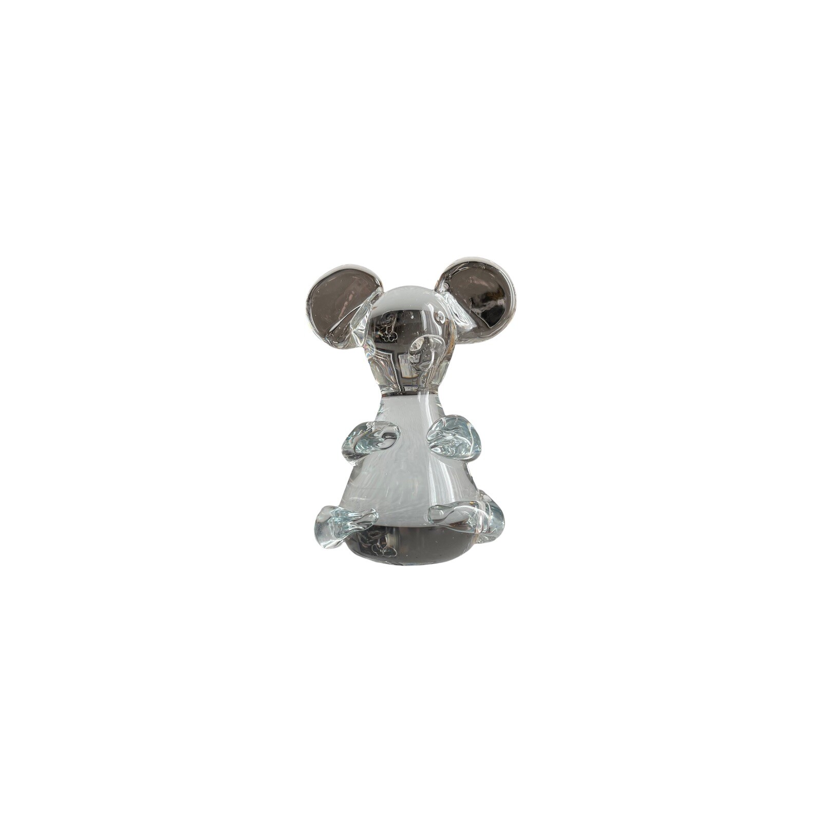 Glass Mouse Figurine Paperweight Clear Mouse Polished Bottom Few Bubbles