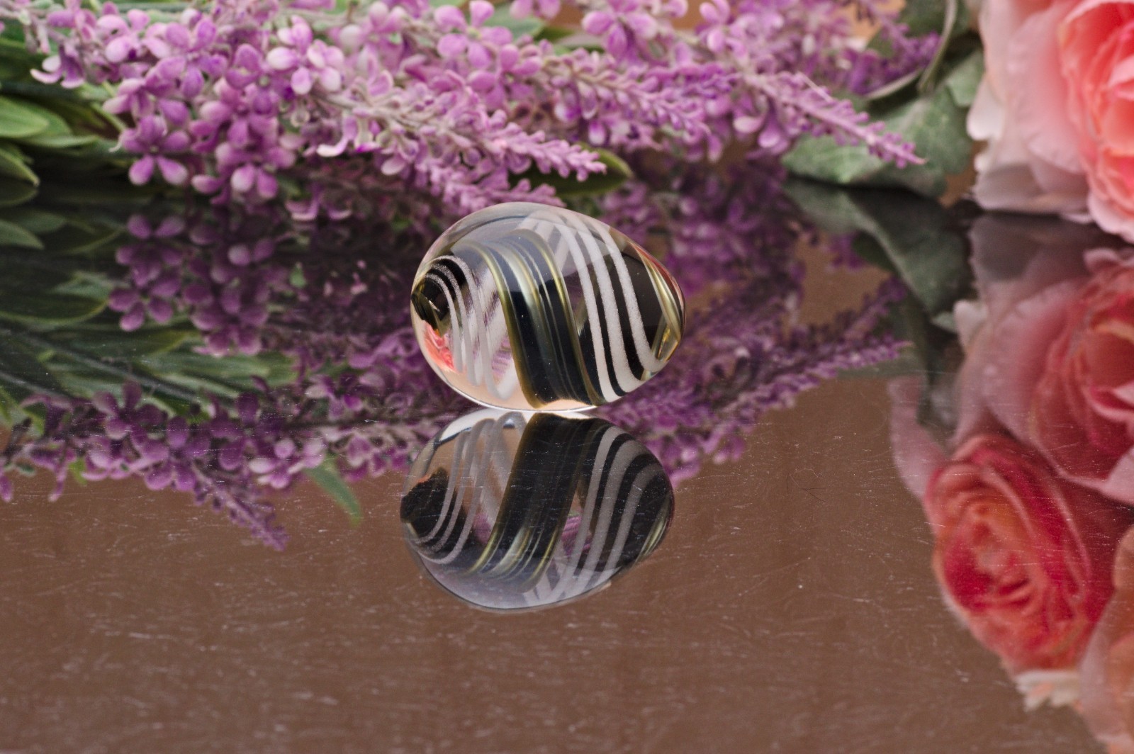 Handmade Borosilicate Glass Egg – Contemporary Art Made in CO – “Regal Elegance”