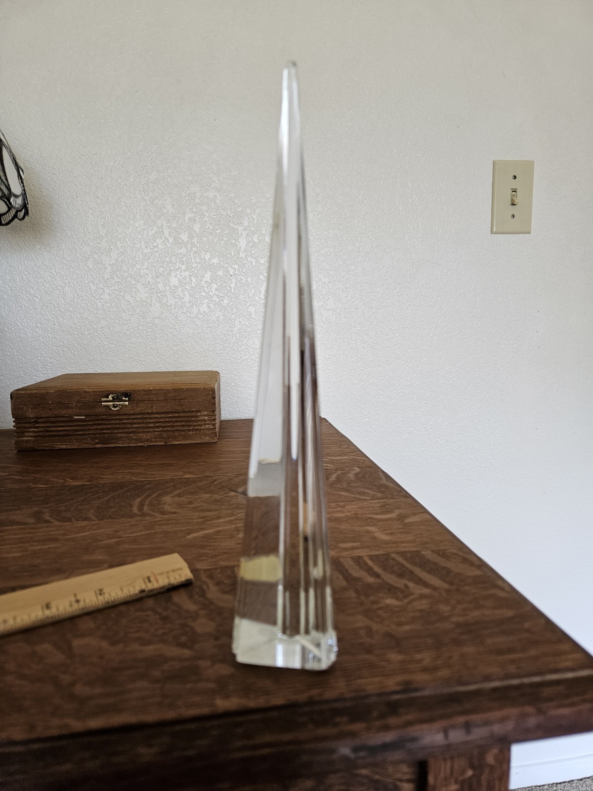 Baccarat France Clear Crystal Obelisk Pyramid 10”h Signed Stamped Vintage