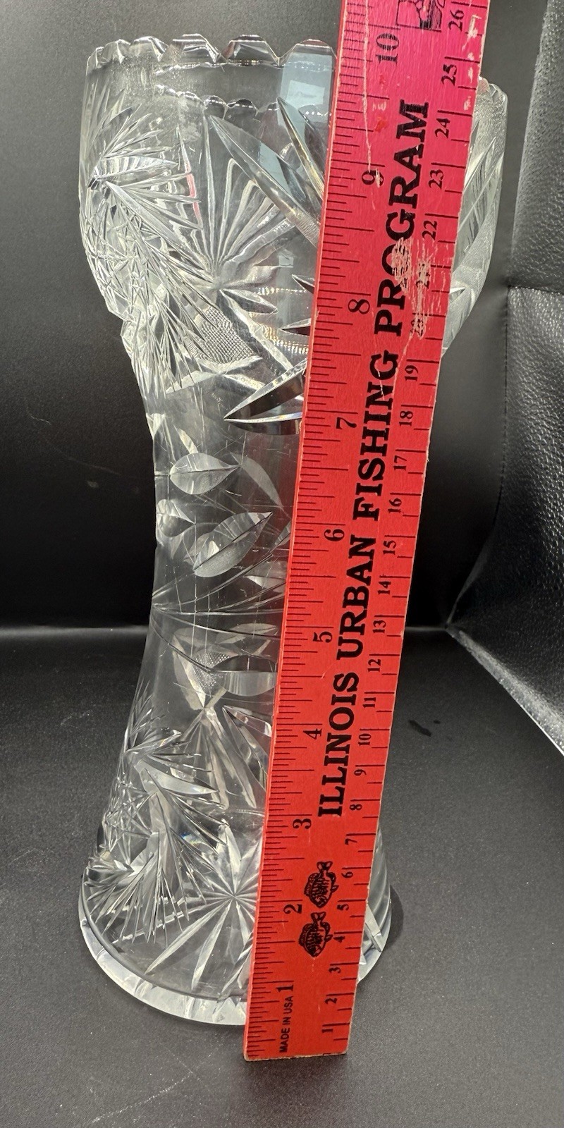 Antique American Brilliant Cut Glass Crystal Vase 10’ Pinwheel Sawtooth