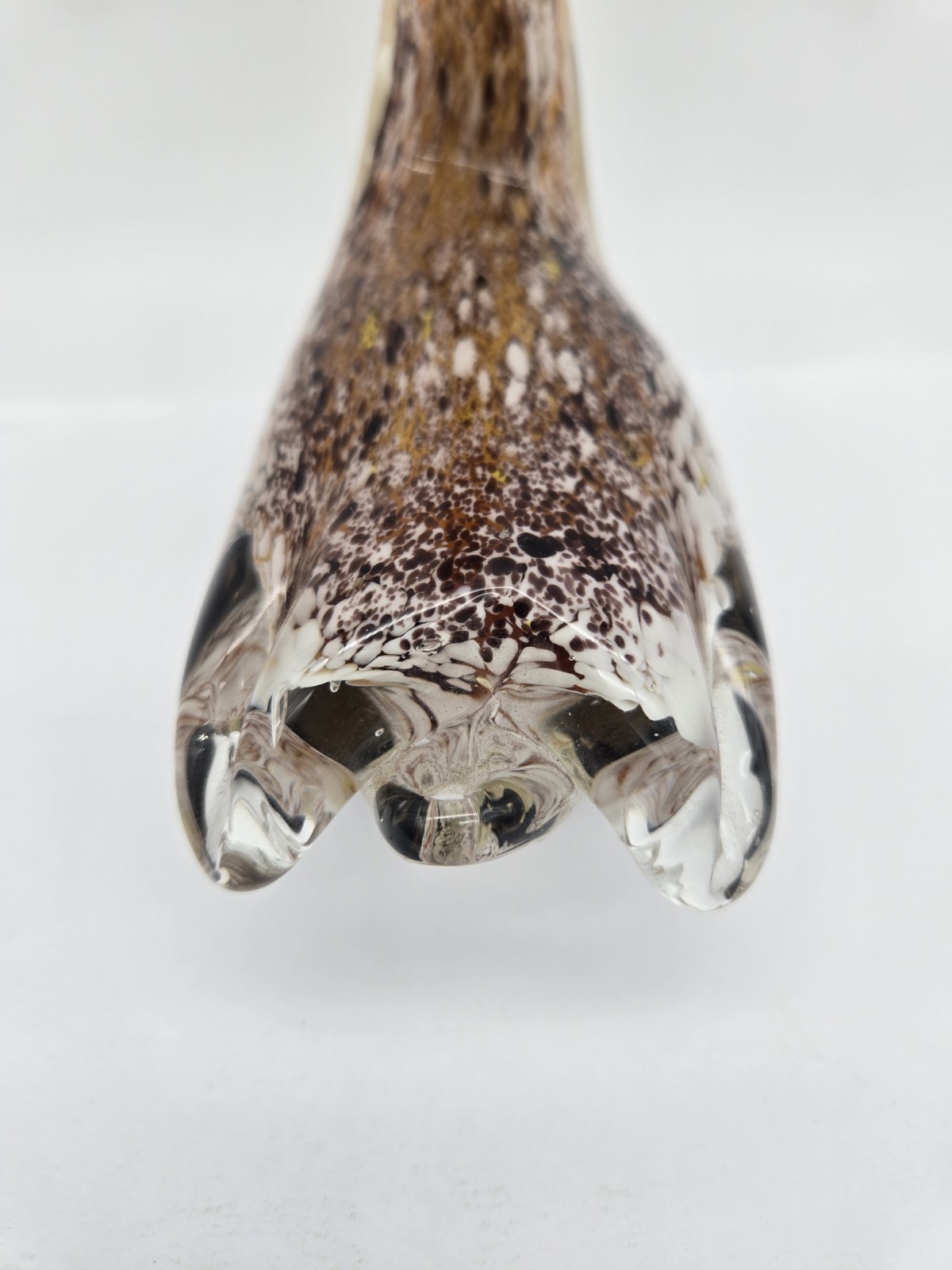 Vintage Art Glass Pelican Bird Fish Mouth Costal Beach 7.25″ Brown Murano Style