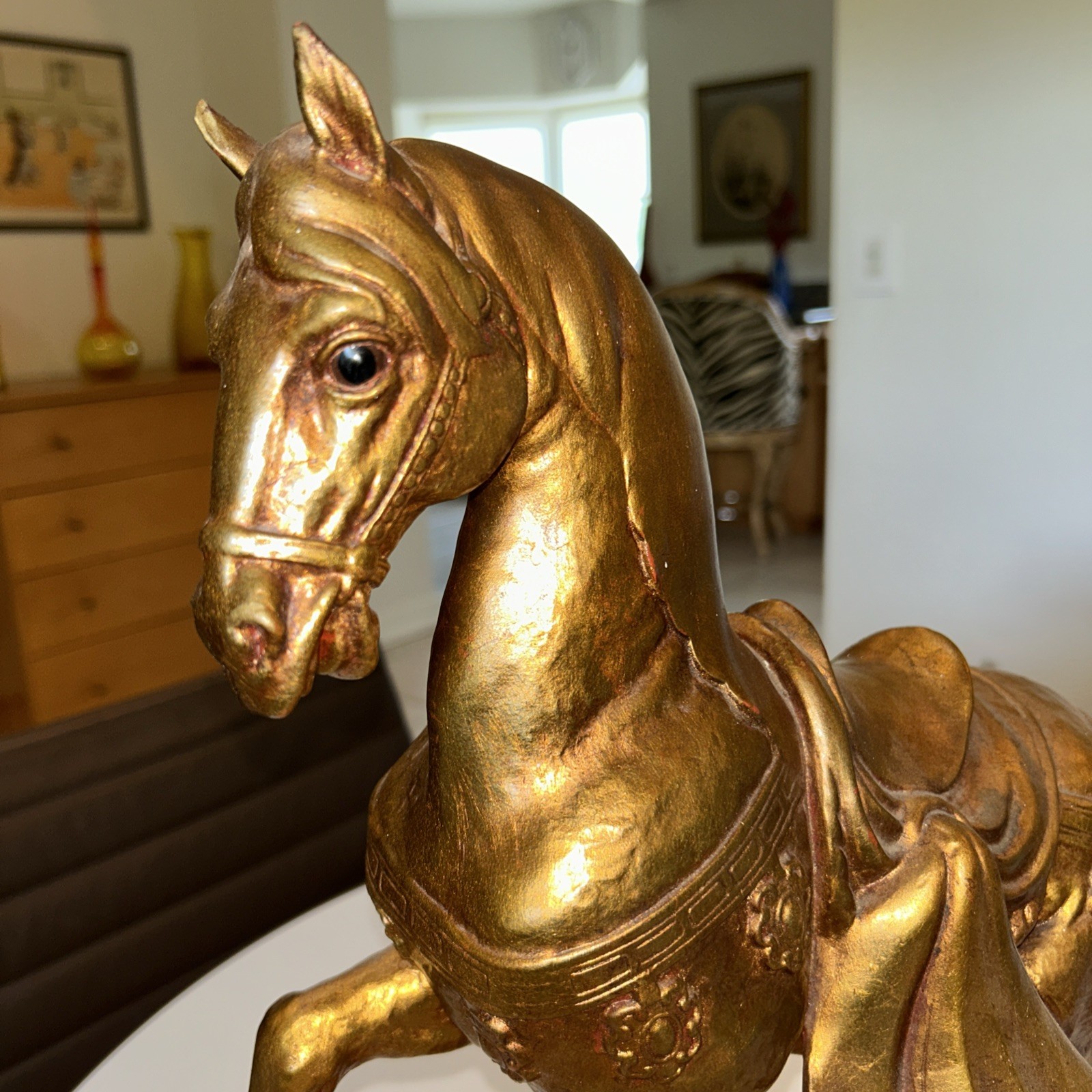 MCM Anthony Freeman McFarlin Gold Gilt 17” Pottery Tang Horse WOW