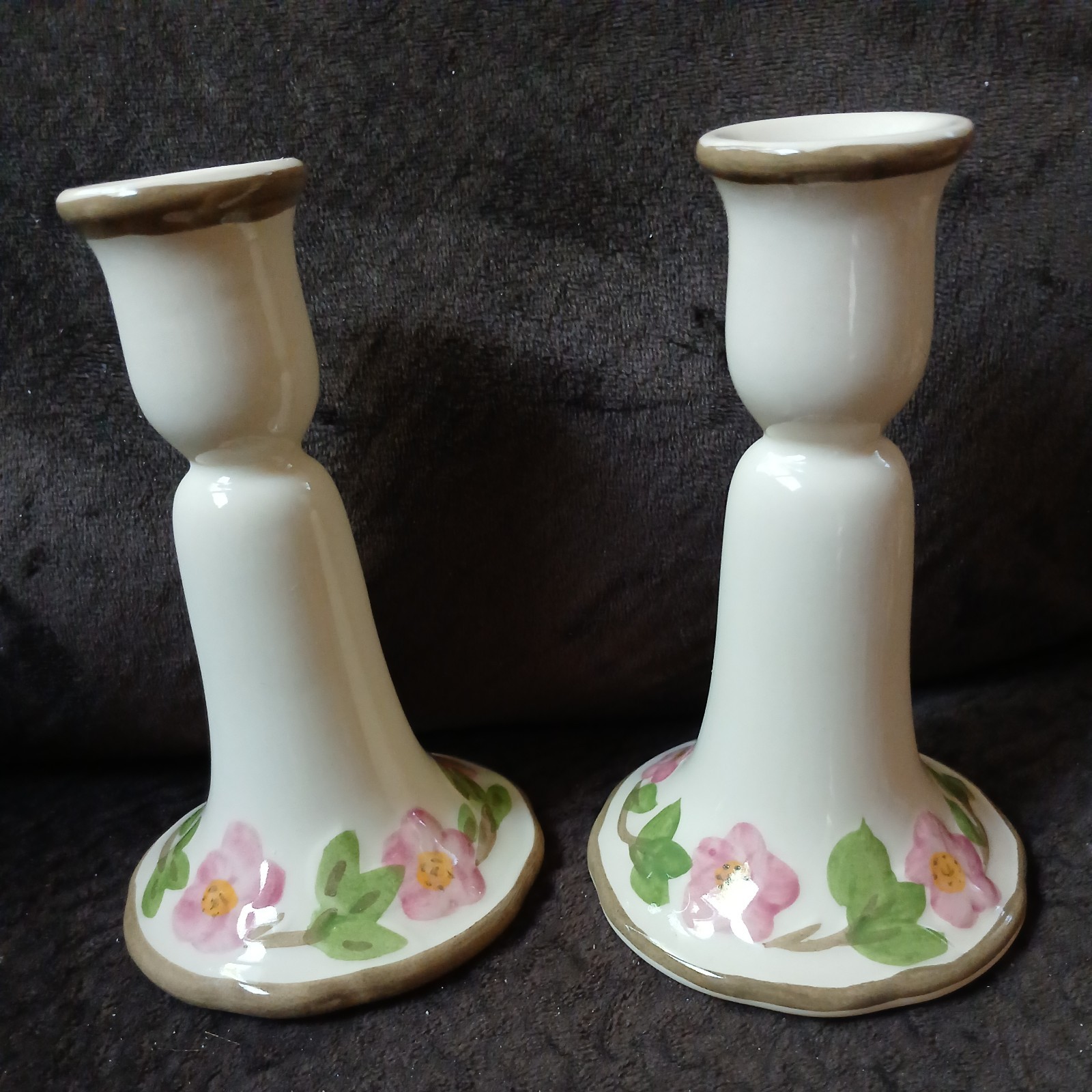 Franciscan Desert Rose Candlestick Holders 5.25″ Set of 2