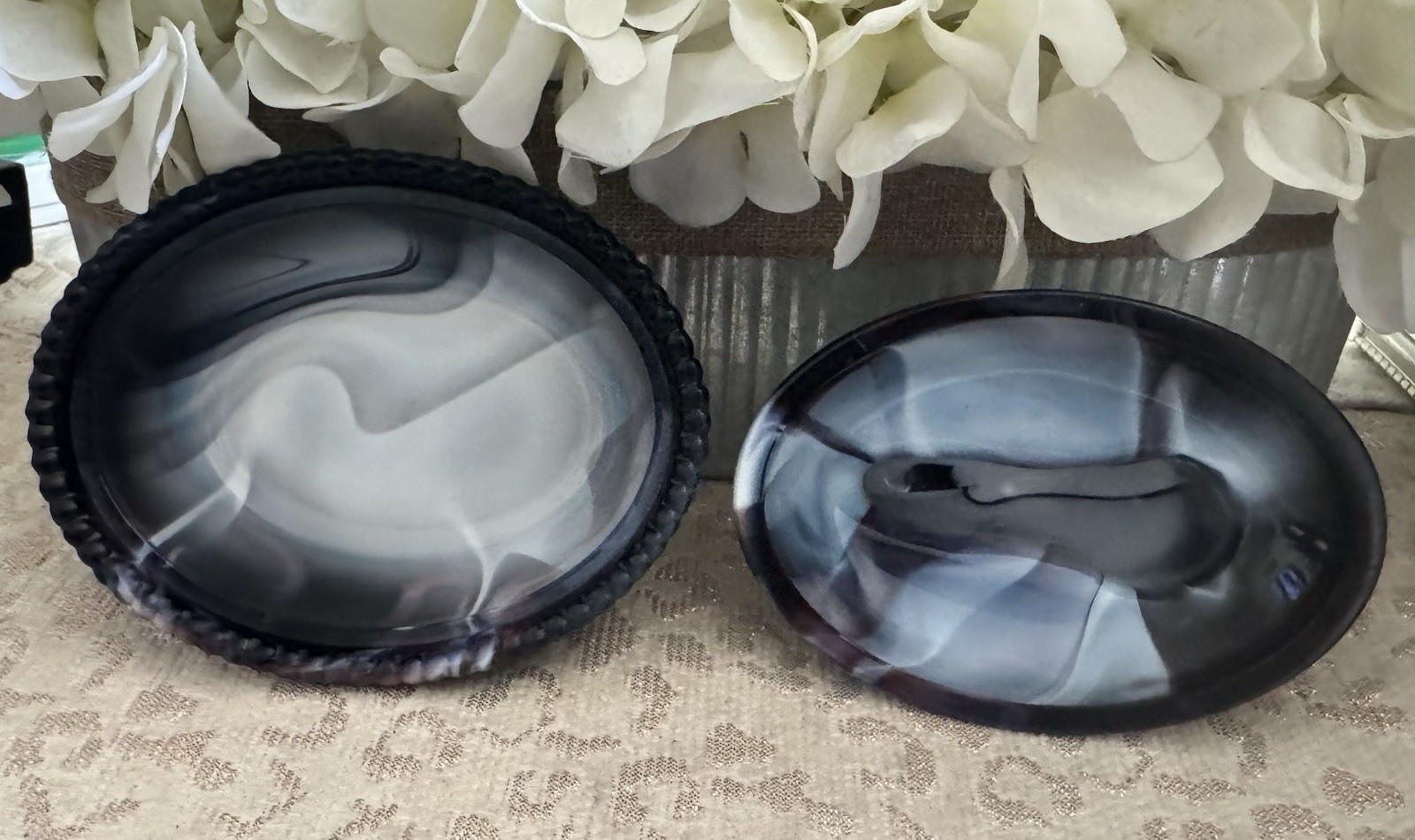 Vintage Westmoreland Slag Glass Dish Bunny Nest Purple White Amethyst Swirl 5.5”