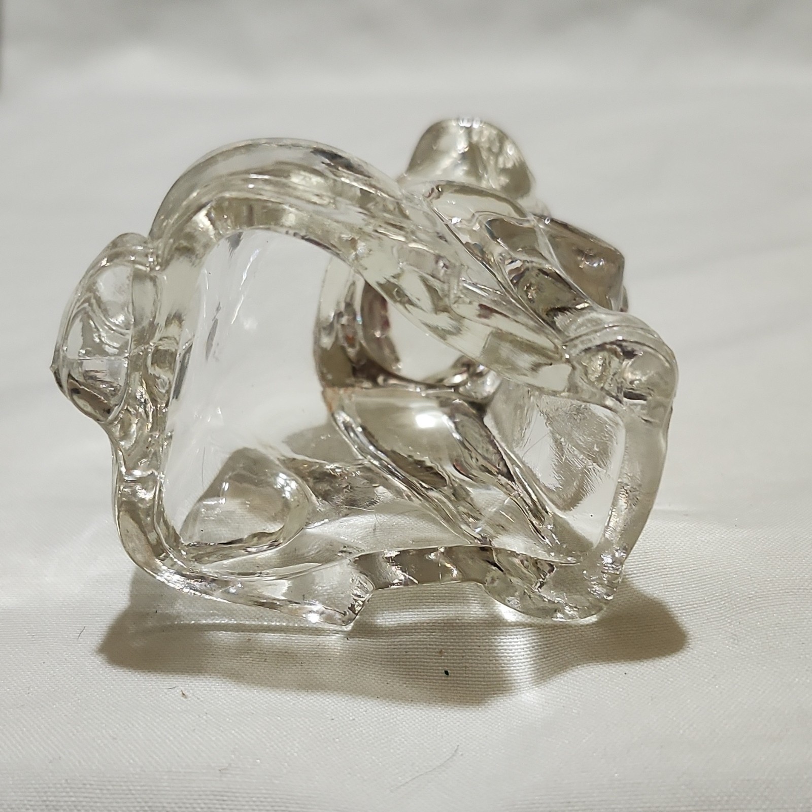 Clear Glass Dog Figurines Pair Decorative Collectible Animals Glossy Finish