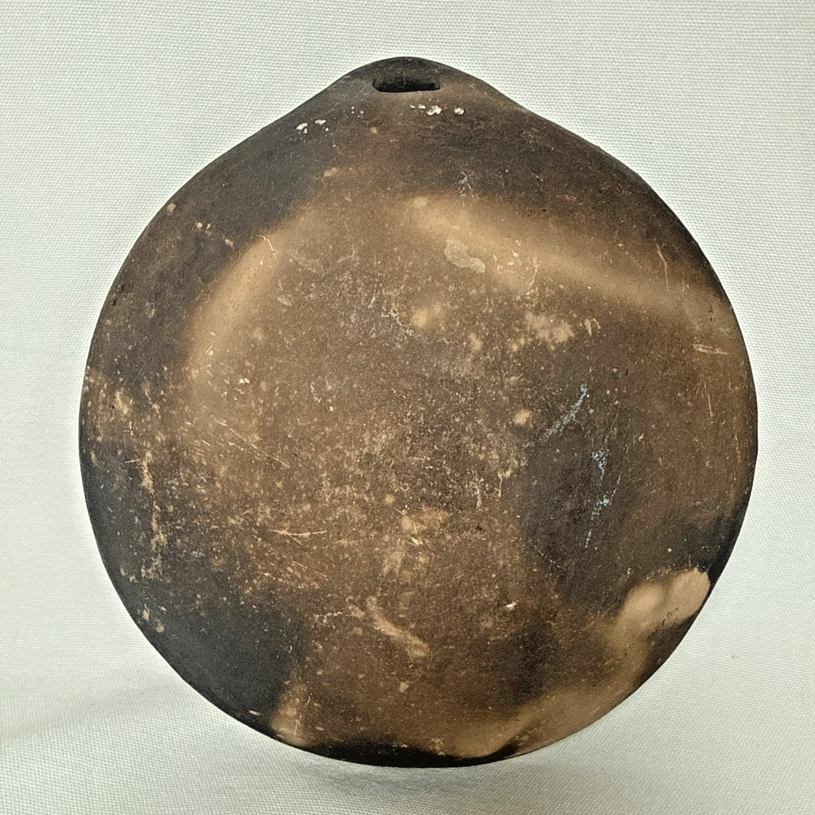 Vintage Lenca Hand Crafted Honduran Pottery Tortuga Art Black plate Bowl 7″ x8 “