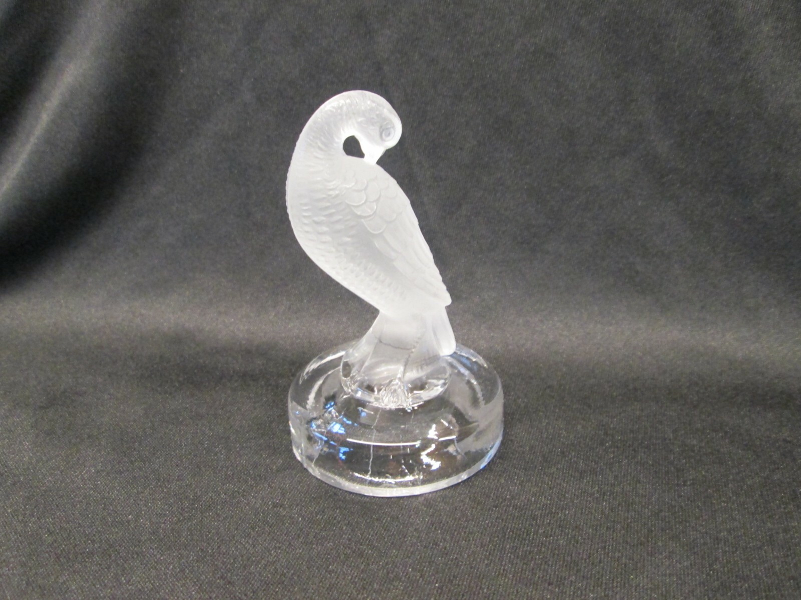 Lalique Art Glass Clear Satin Bird Turtle Dove French Crystal France Paperweight