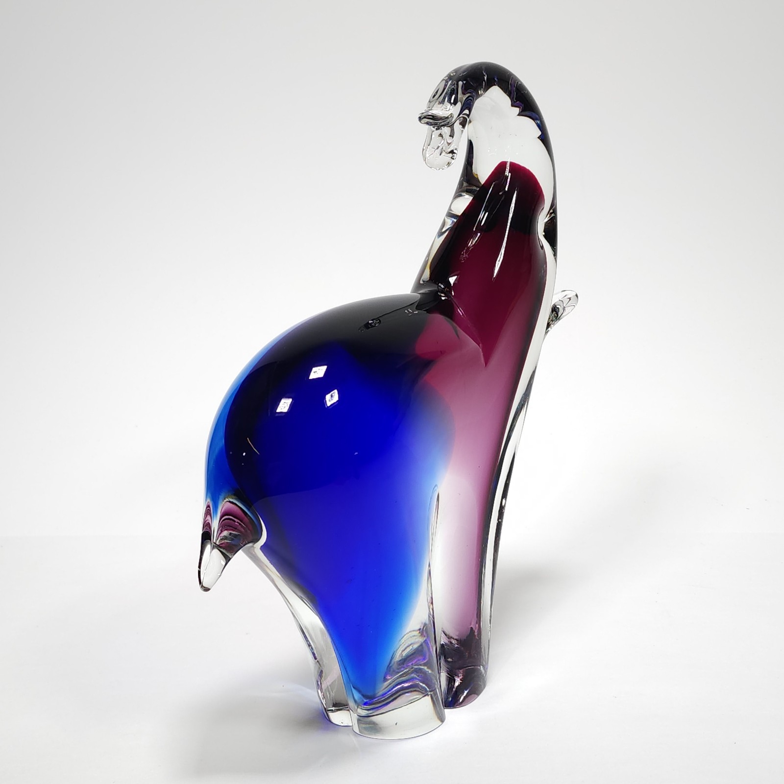 Large Murano Art Glass Elephant 11.75” Inch Cobalt Blue Violet Purple Italian
