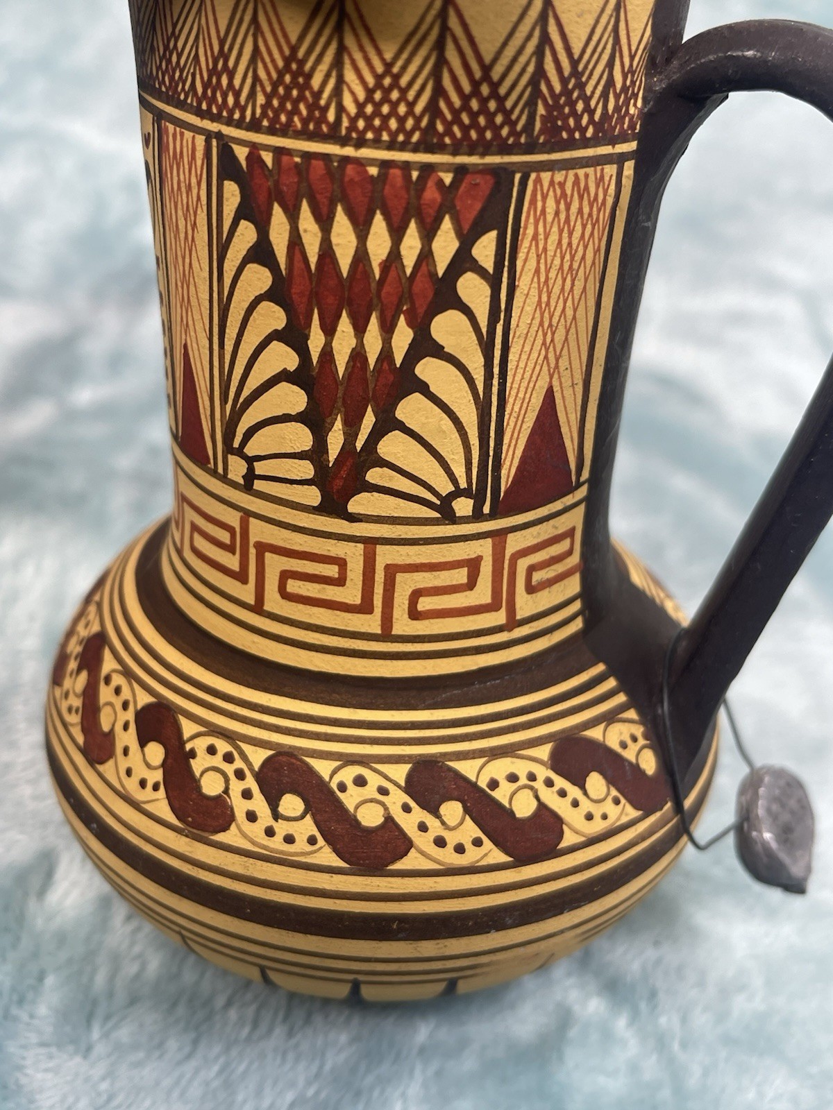 Vintage Attic Geometric Pottery Pitcher Jug Museum Replica Exact Copy