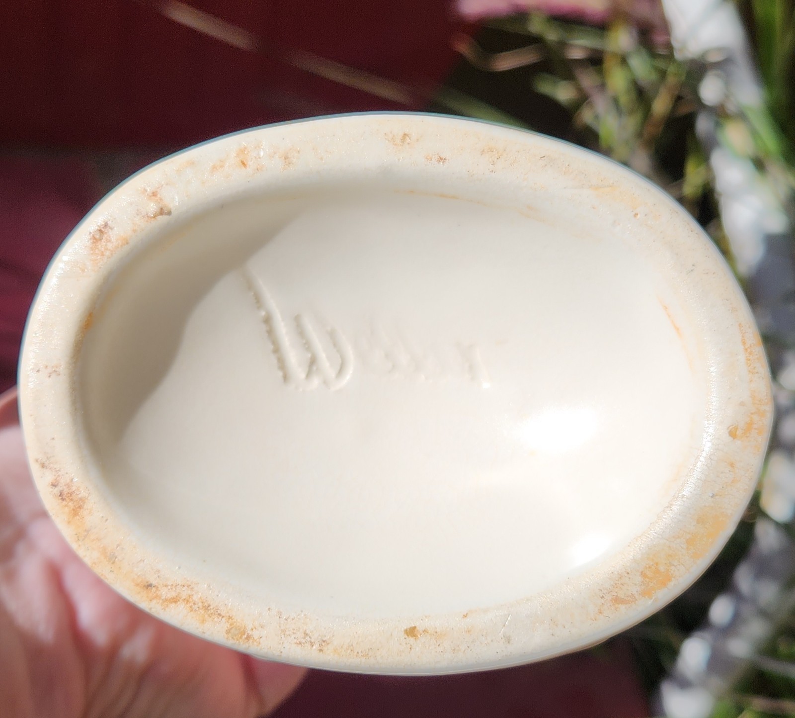 Vintage Ivory Weller Pottery Cornucopia Vase Horn Of Plenty 6.5″ Tall