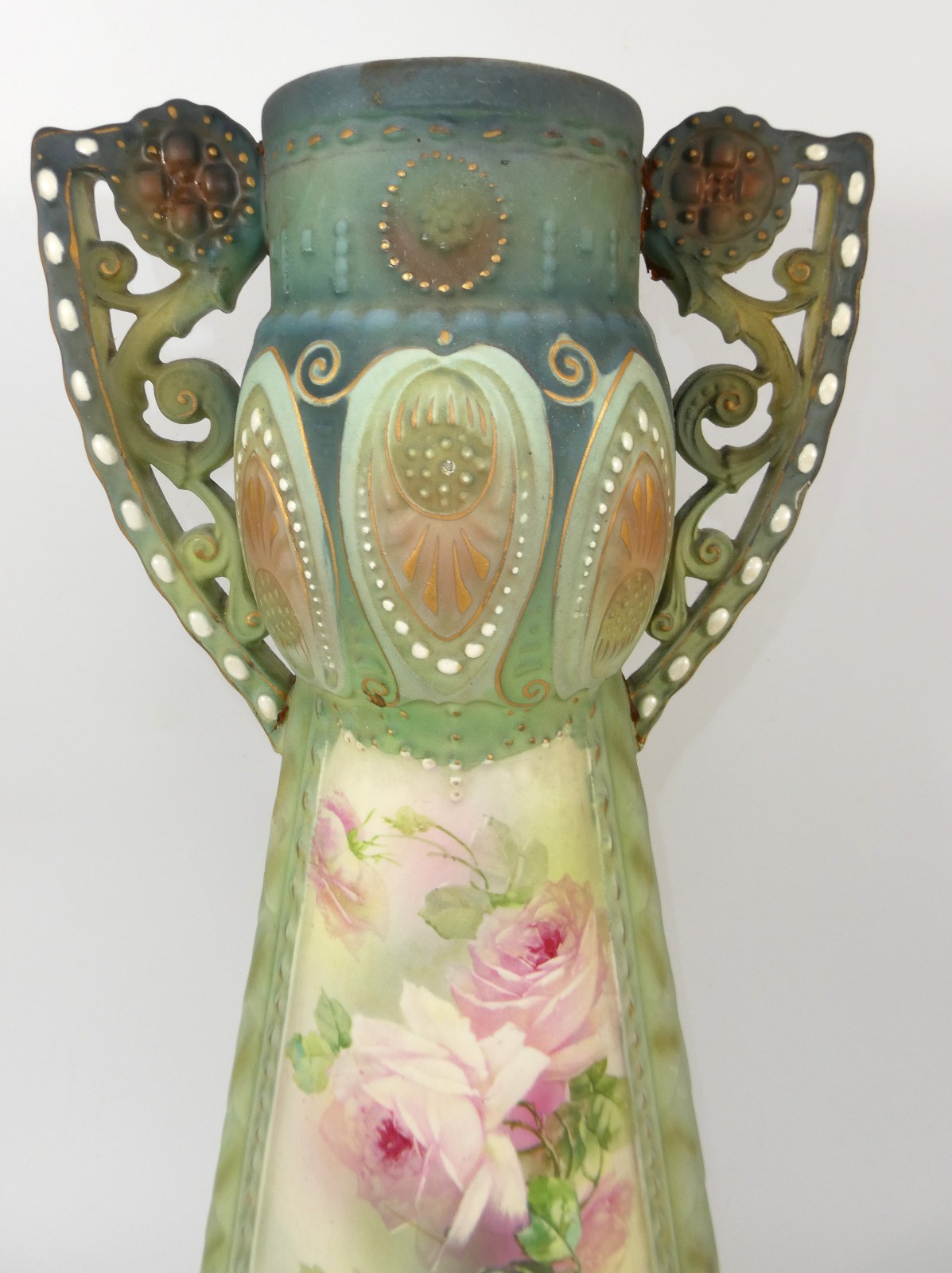 Art Nouveau Ceramic Vase XL Jugendstil Robert Hanke, 1900-1919, Antique