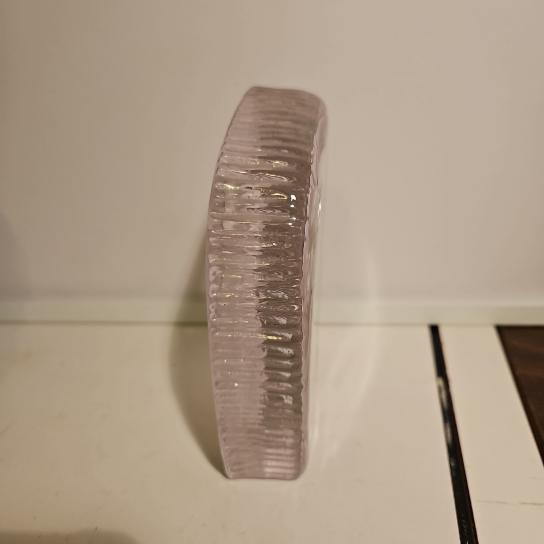 HOVMANTORP RUNE STRAND Sweden Carved OLD Couple Glass Crystal Vintag Paperweight