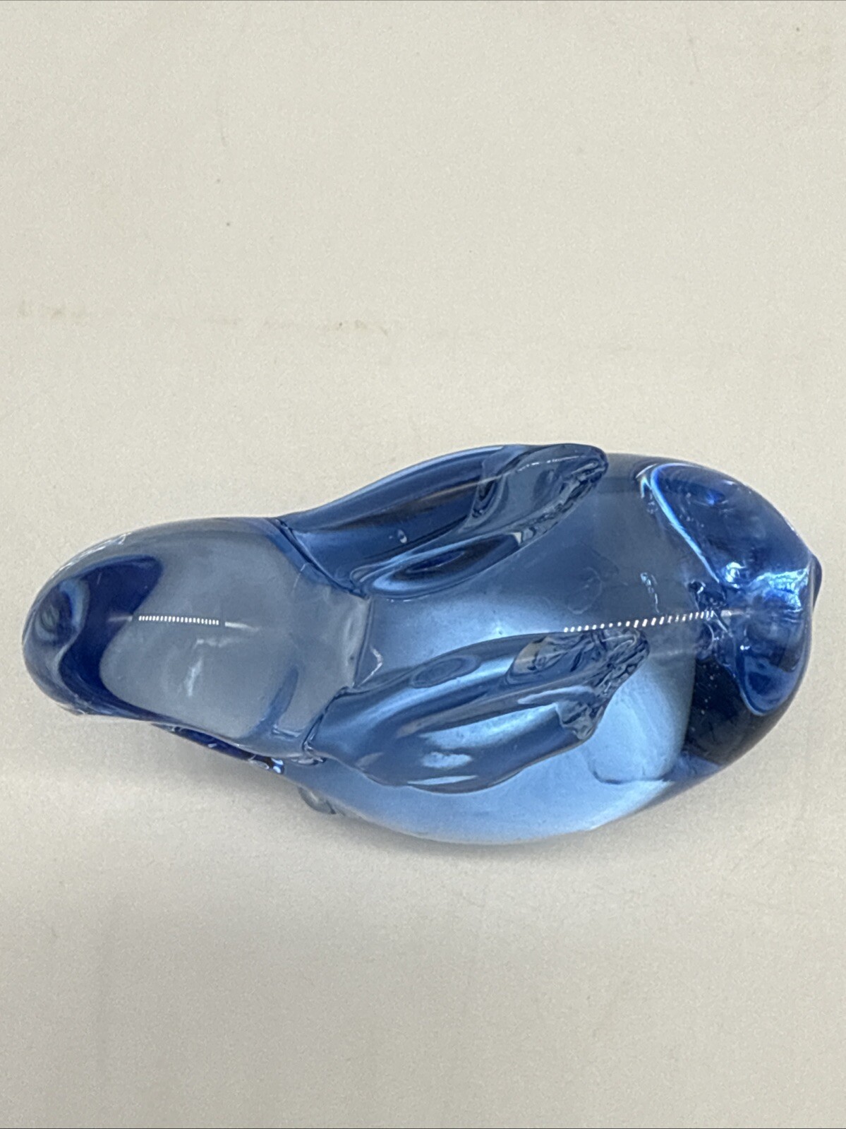 US Commemorative Fine Art Gallery COBALT BLUE Glass BUNNY 3” Paper Weight