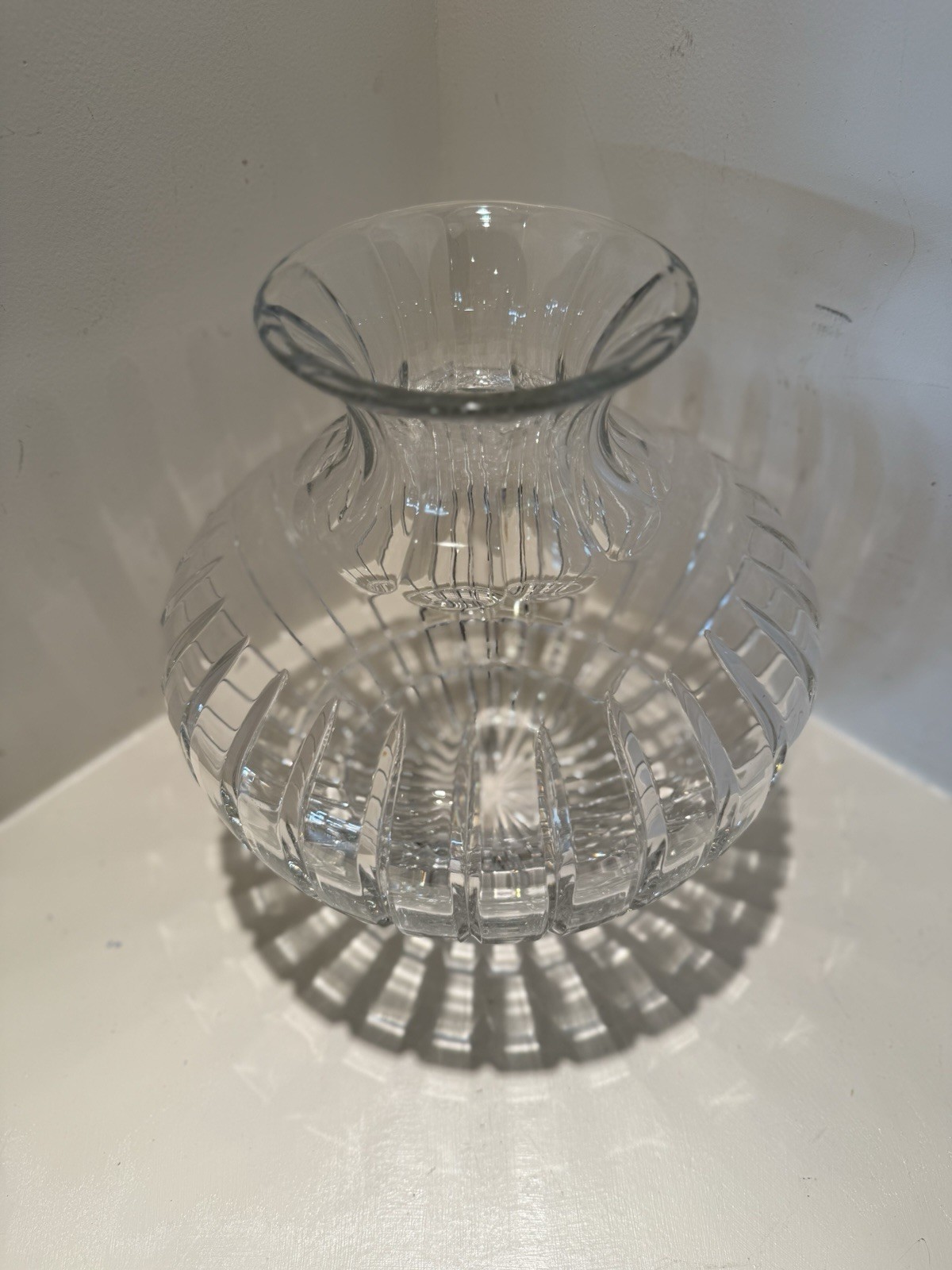 Large Rare Crystal Vase- Maker Unknown 10” tall- 8lbs+ statement piece