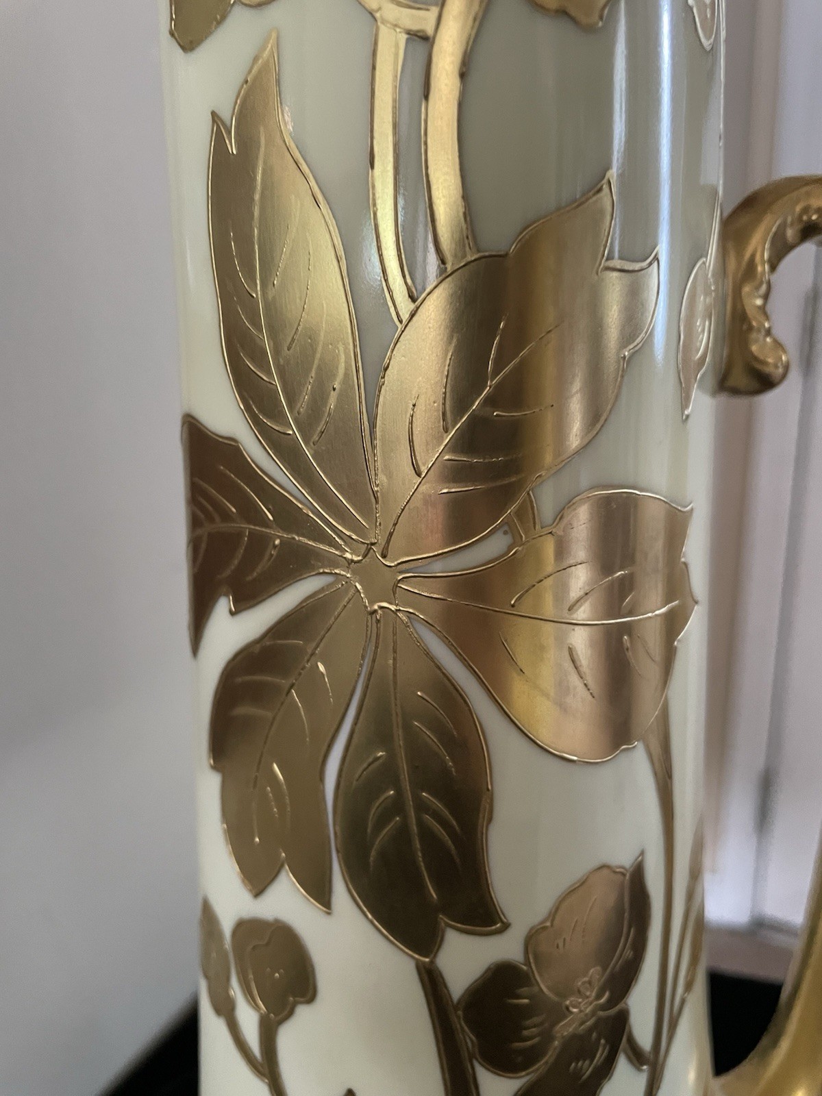 Rare Antique Bawo & Dotter Elite Limoges Art Nouveau Gilded Gold Tankard 15 1/2″