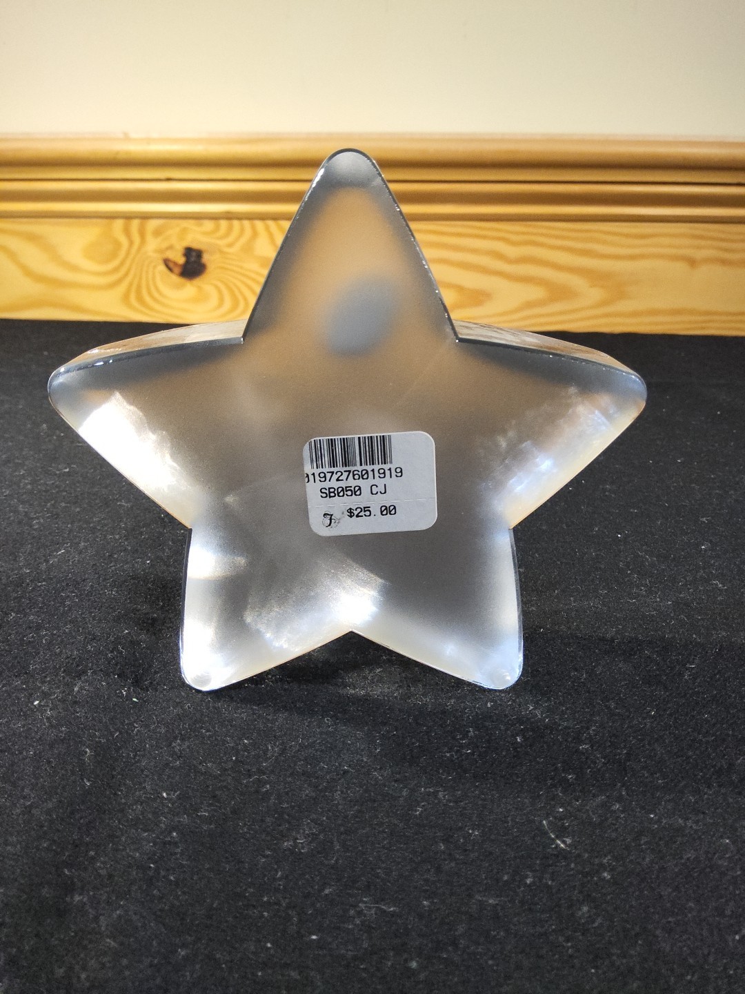 VTG Fenton Glass Logo Star Paperweight Clear & Frosted Satin Display Figure