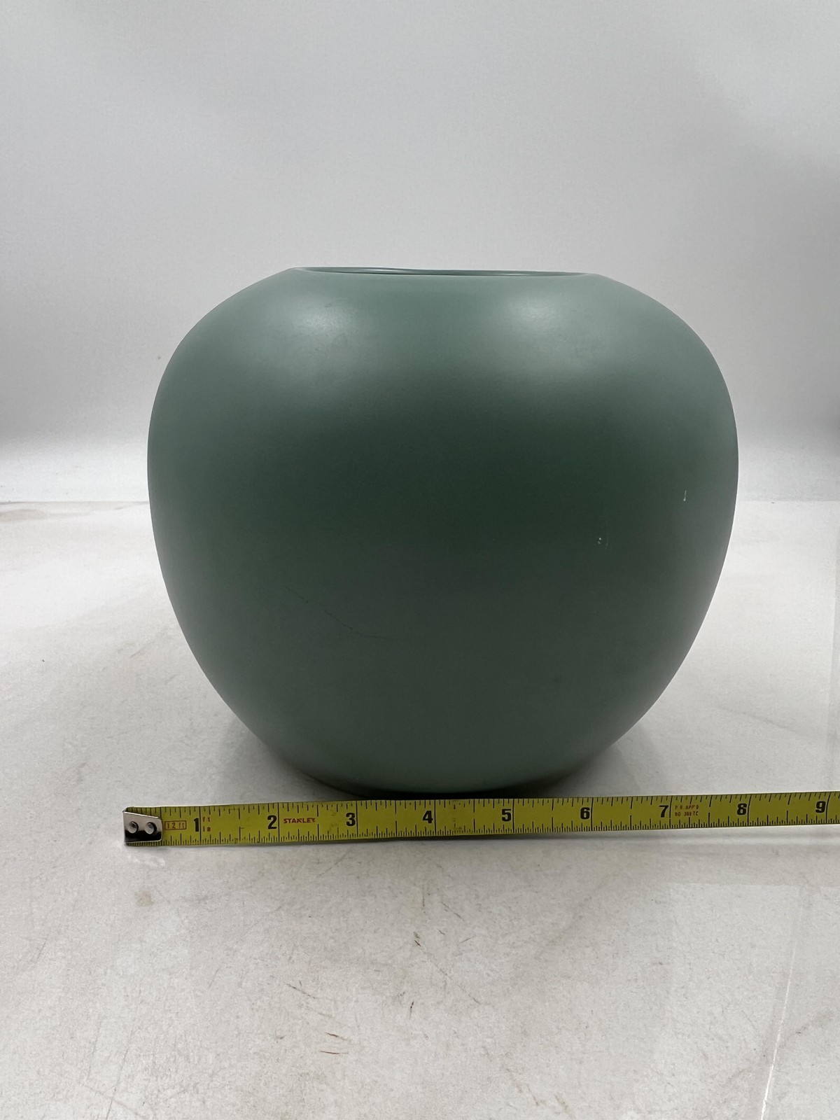 Contemporary Matte Green Ceramic Bowl Vase Modern Minimalist 7″ x 8″ Home Decor
