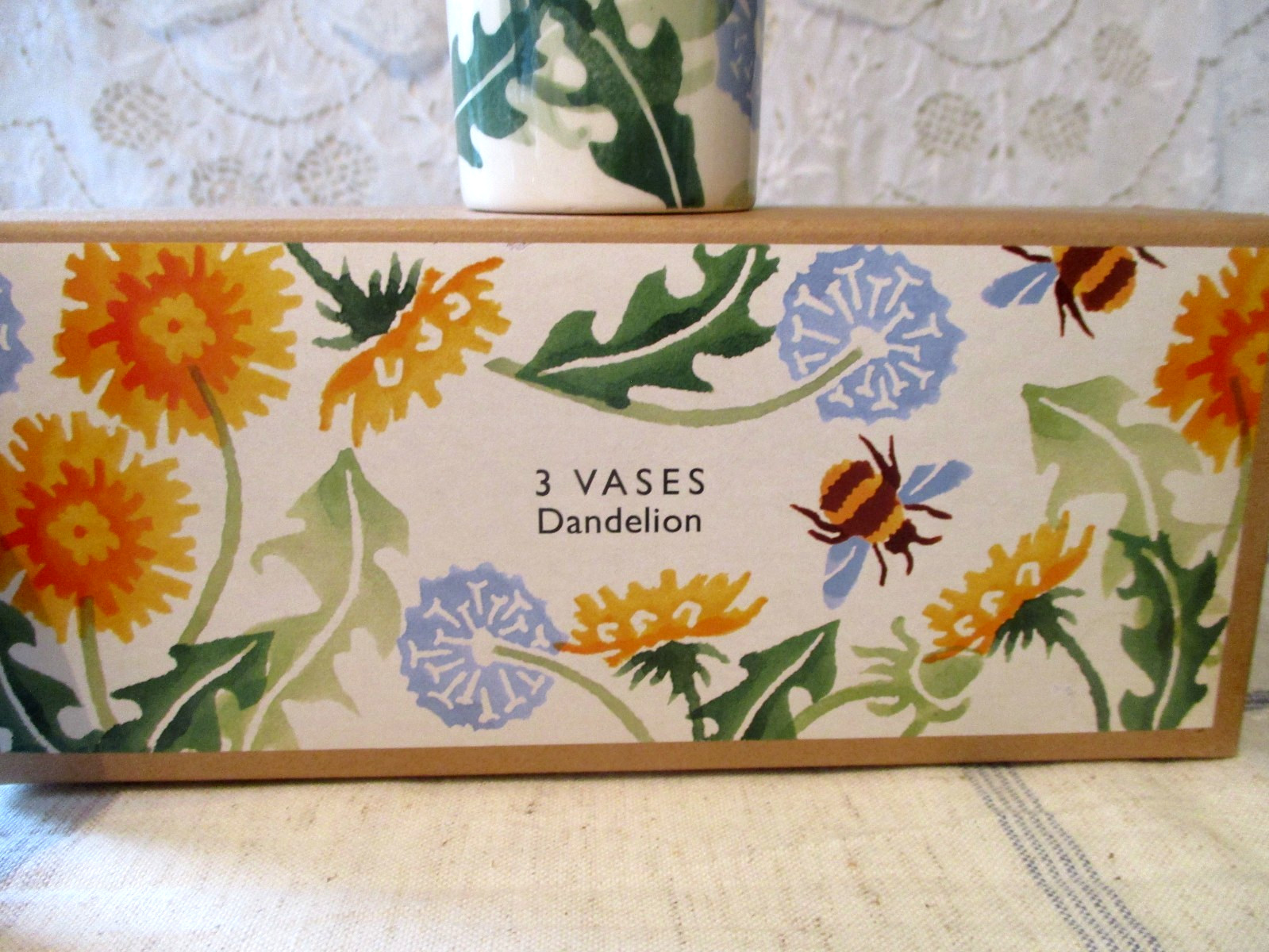 Emma Bridgewater Vase Set 3 – Dandelion, Buttercup & Forget Me Not Boxed Mint