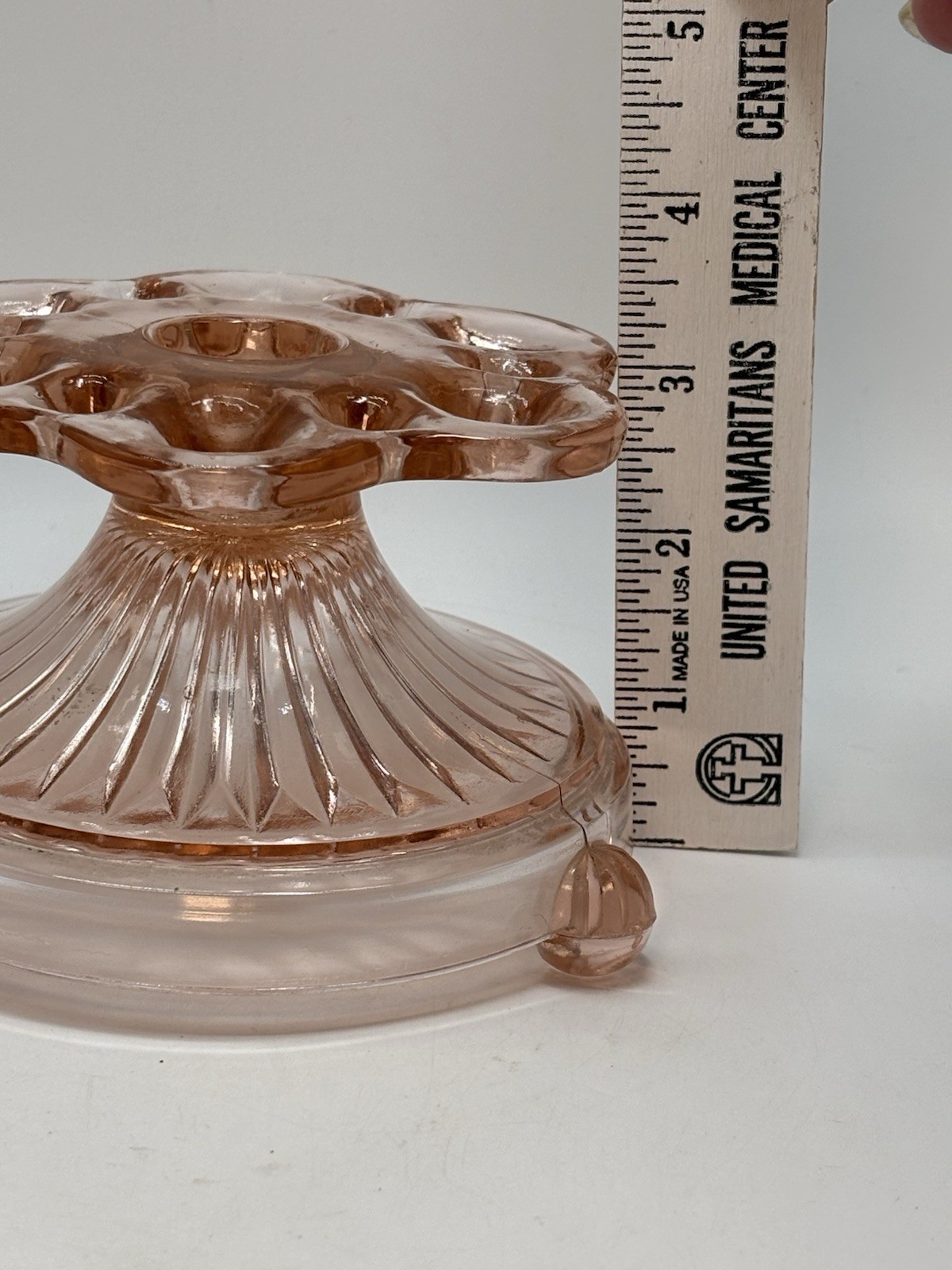 Vtg Anchor Hocking Pink Depression Glass Candlestick Old Colony/ Lace Edge ‘30’s