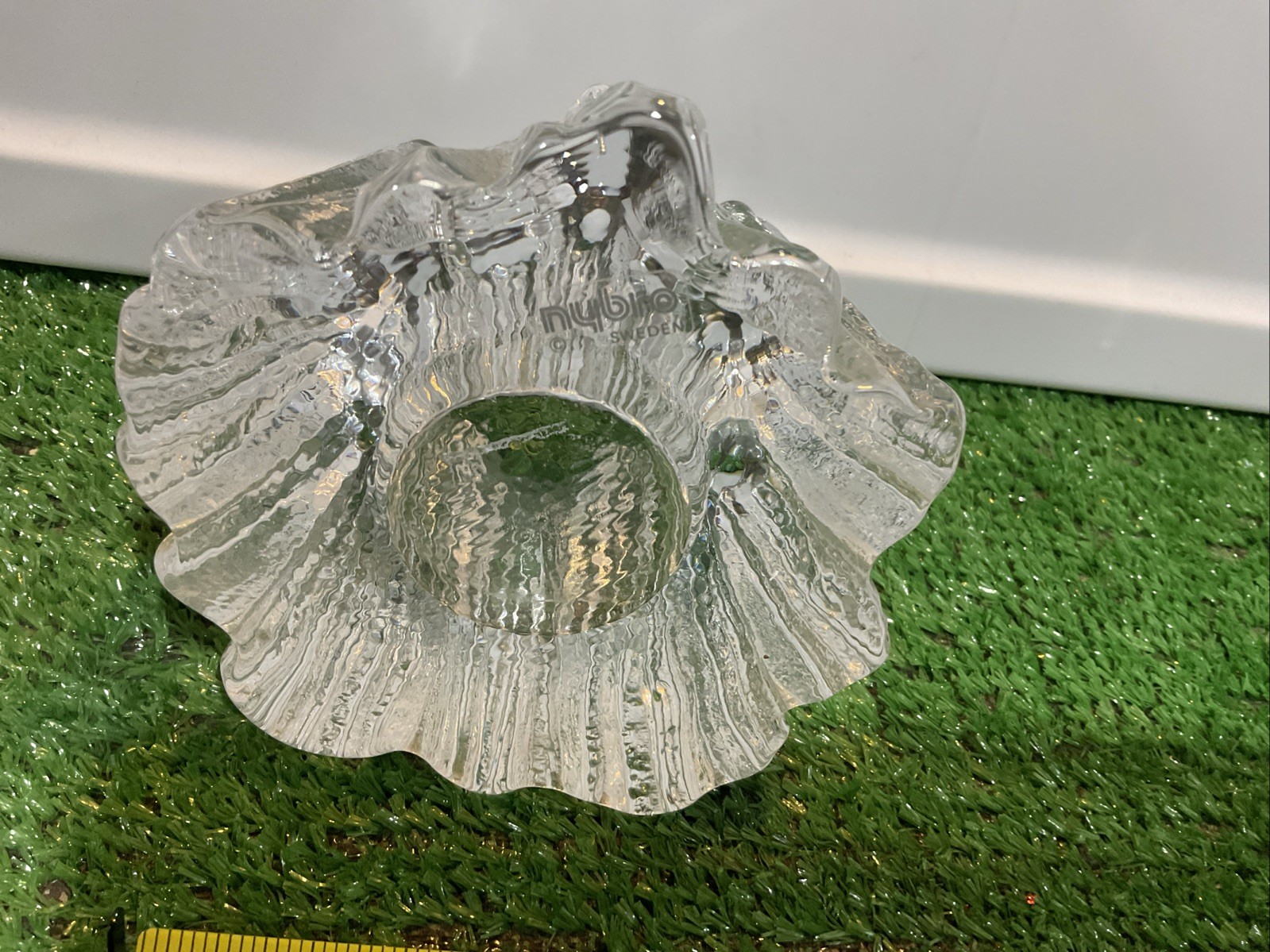 Vintage Nybro Sweden Crystal Volcano Votive Candleholder 4.5 in.