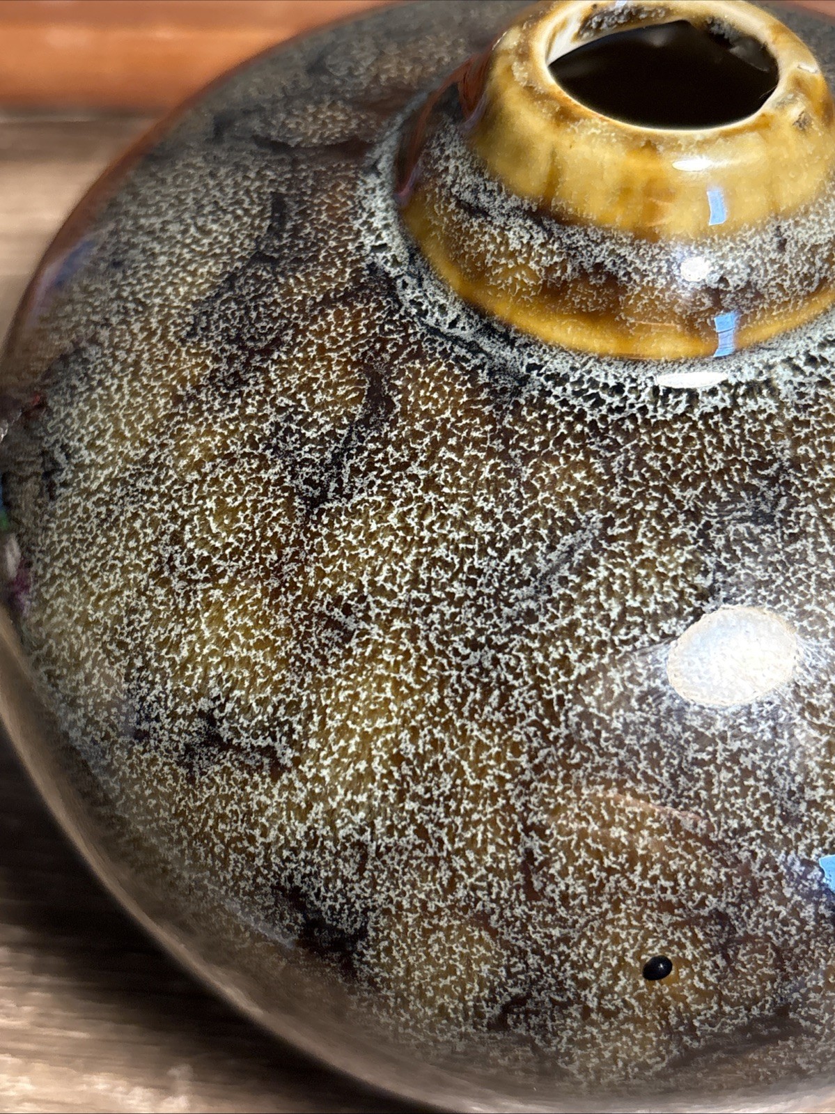 Vintage Bud Flower Ball Ceramic Vase Weed Pot Brown 4.5” T Retro Decor F2