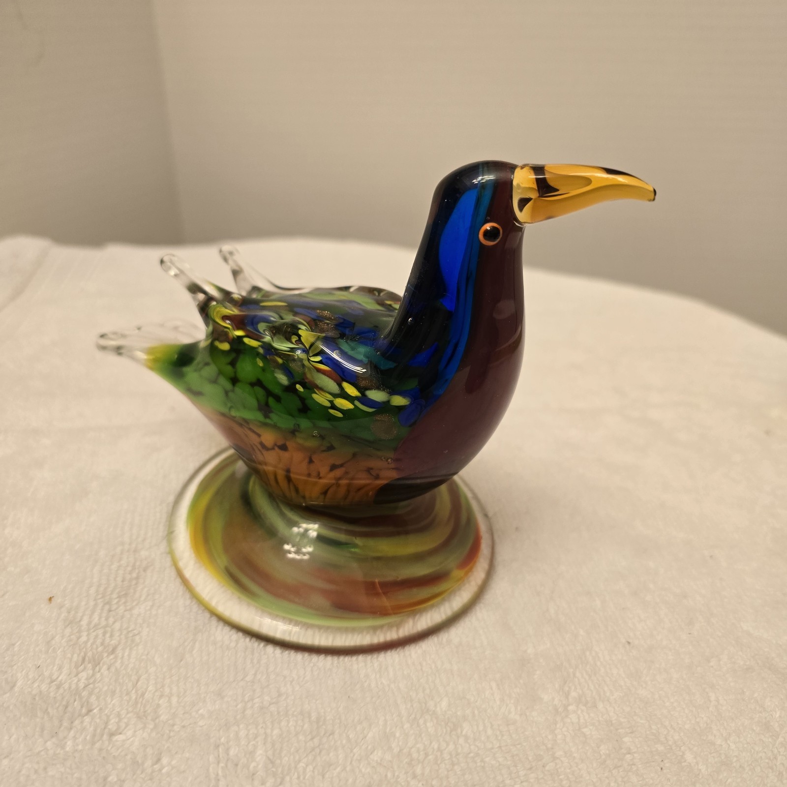 Vintage Dale Tiffany Art Glass Multicolored Decorative Bird Figurine