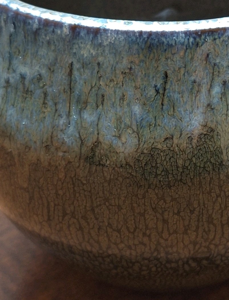 Studio Art Ceramic Blue Green Glossy Drip Glazed 5 Inch Artisan Planter Vase